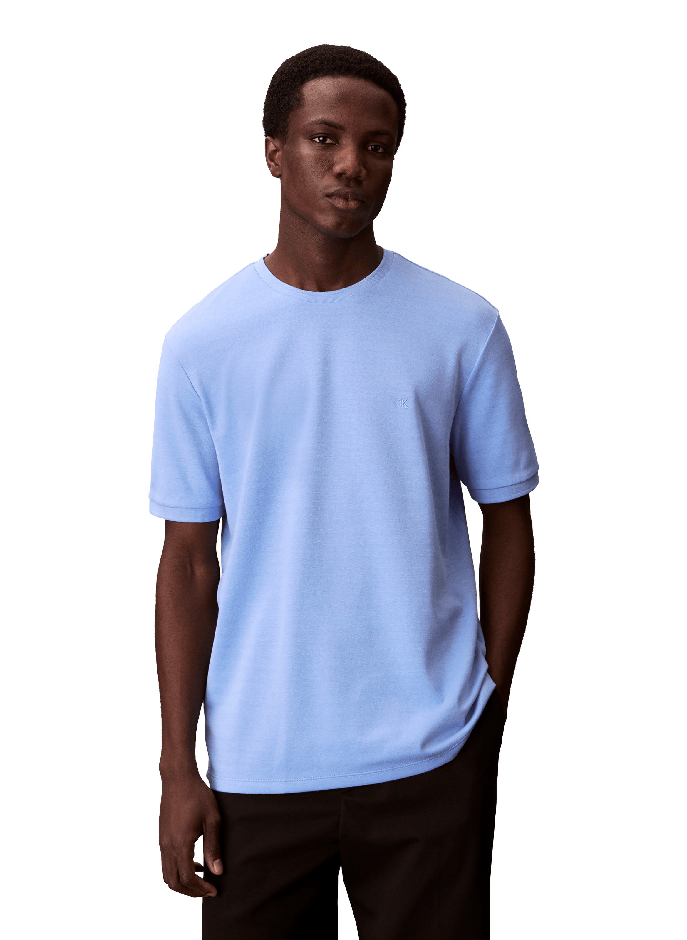 T-shirt manches courtes en coton mélangé CALVIN KLEIN Bleu