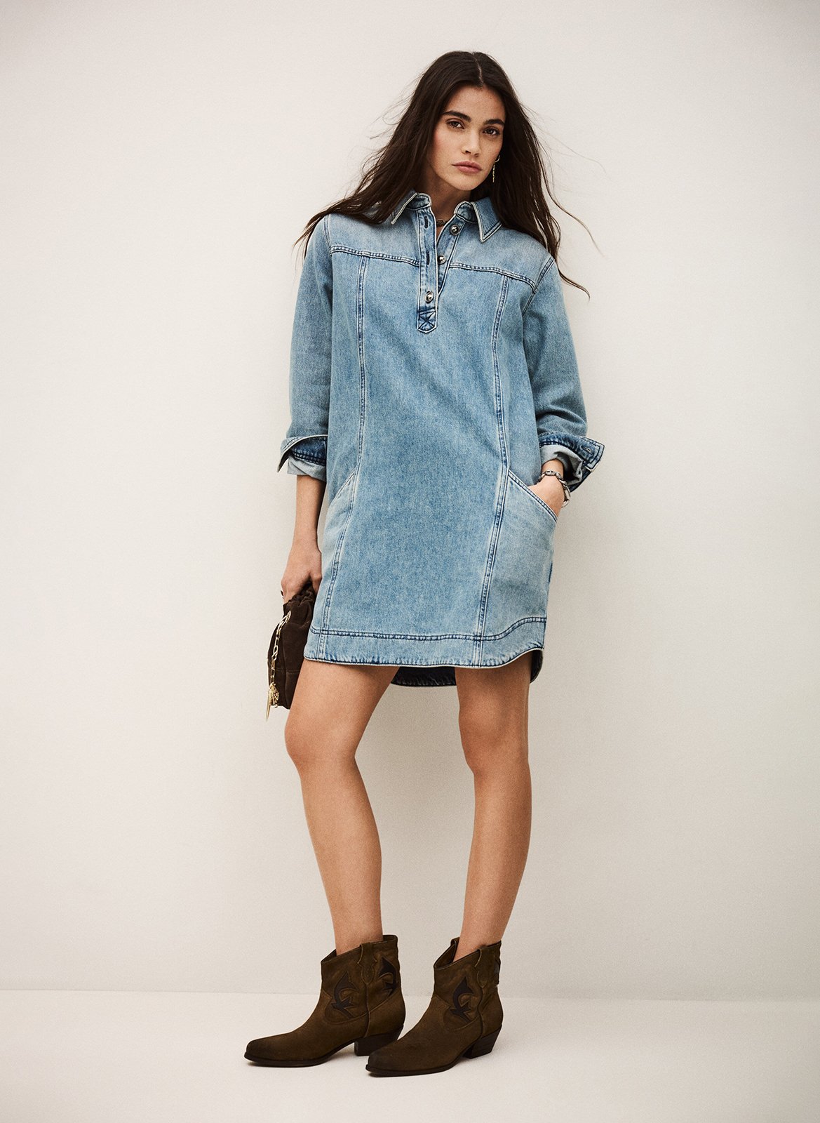 Robe courte chemise en jean tona BA&SH Bleu