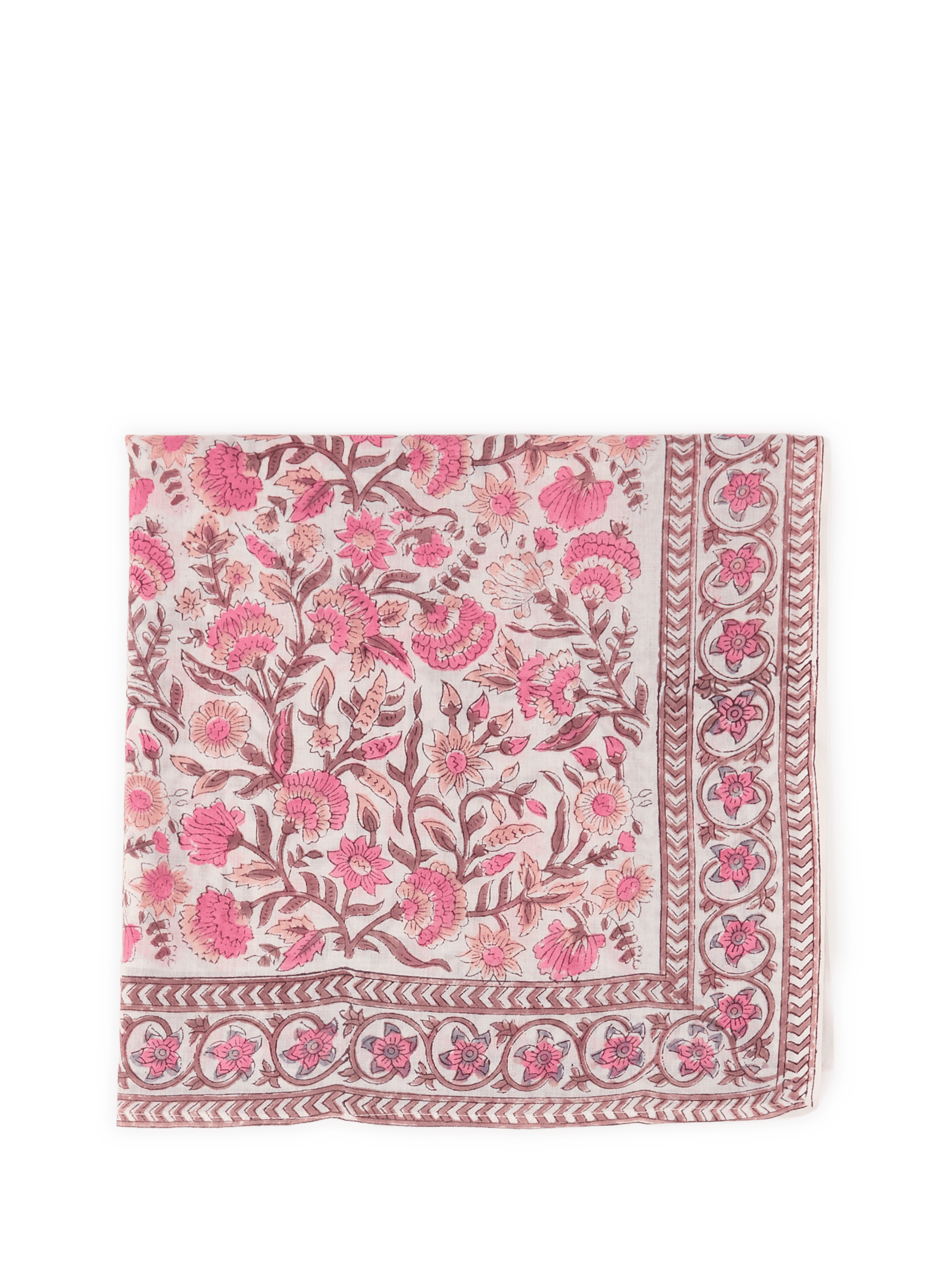 Floral Cotton Block Square Scarf AU PRINTEMPS PARIS Pink