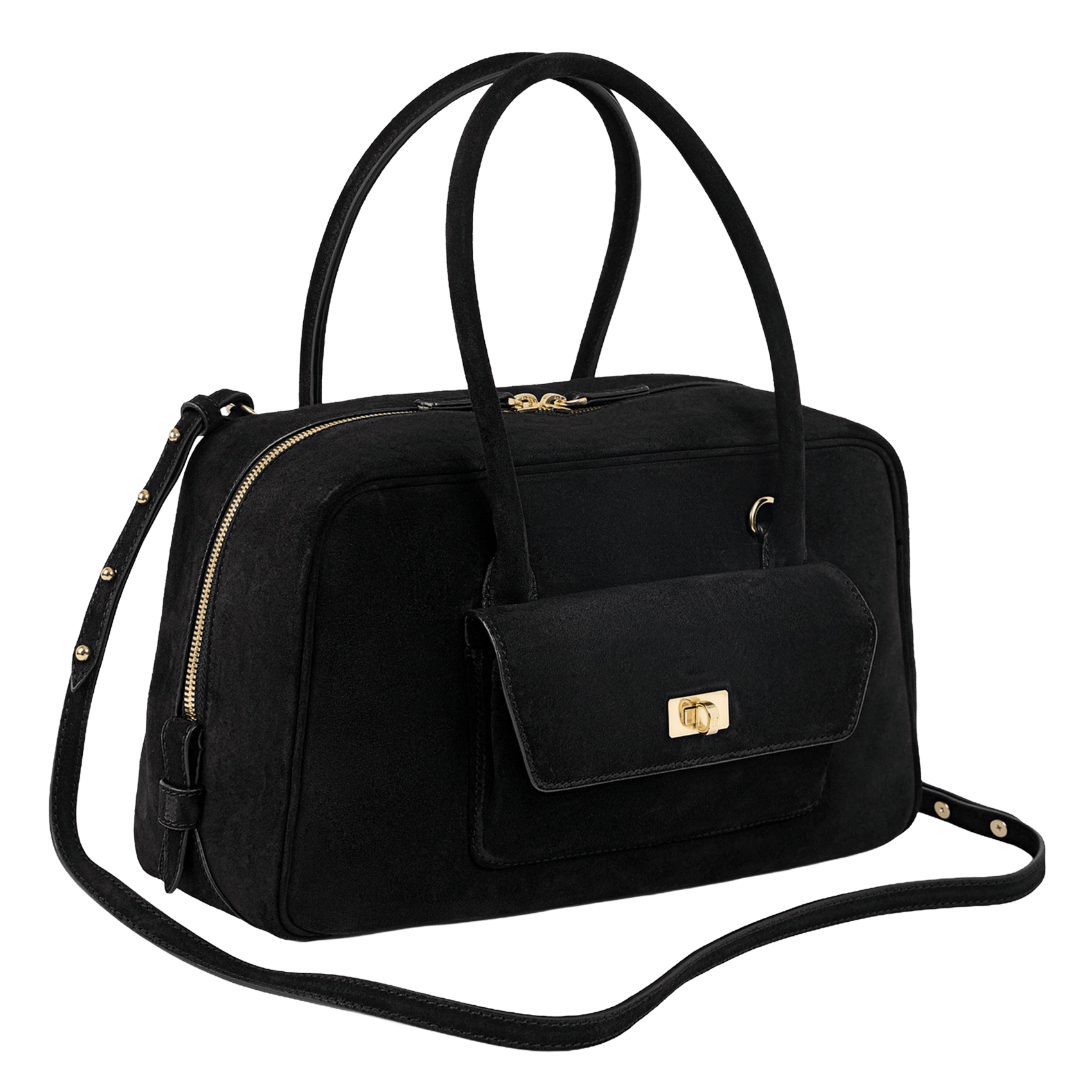Sac cabas en cuir velours SANDRO Noir