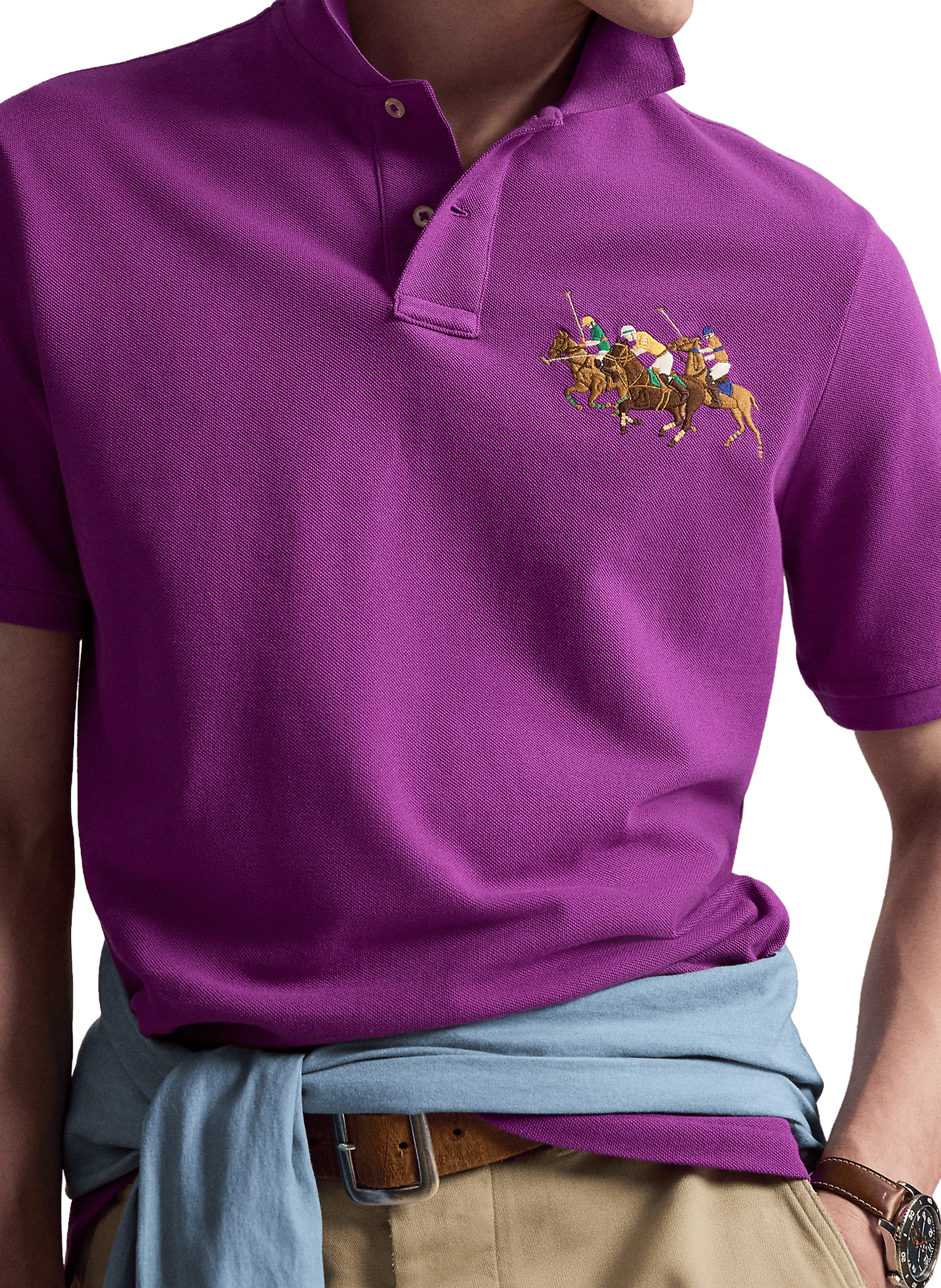 Polo Triple Poney à manches courtes en coton POLO RALPH LAUREN Purple