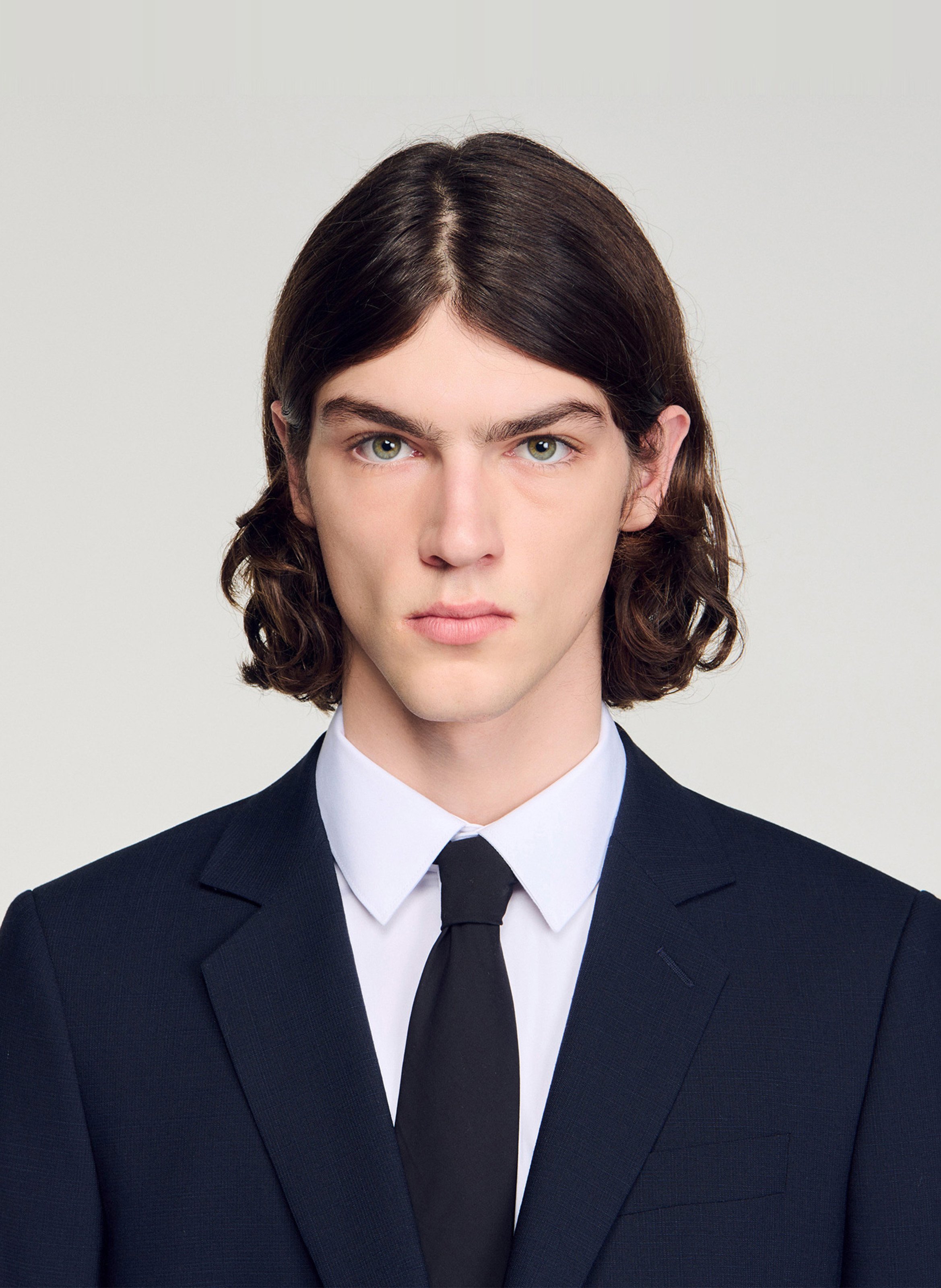 Veste tailleur droite en laine mélangée SANDRO Bleu