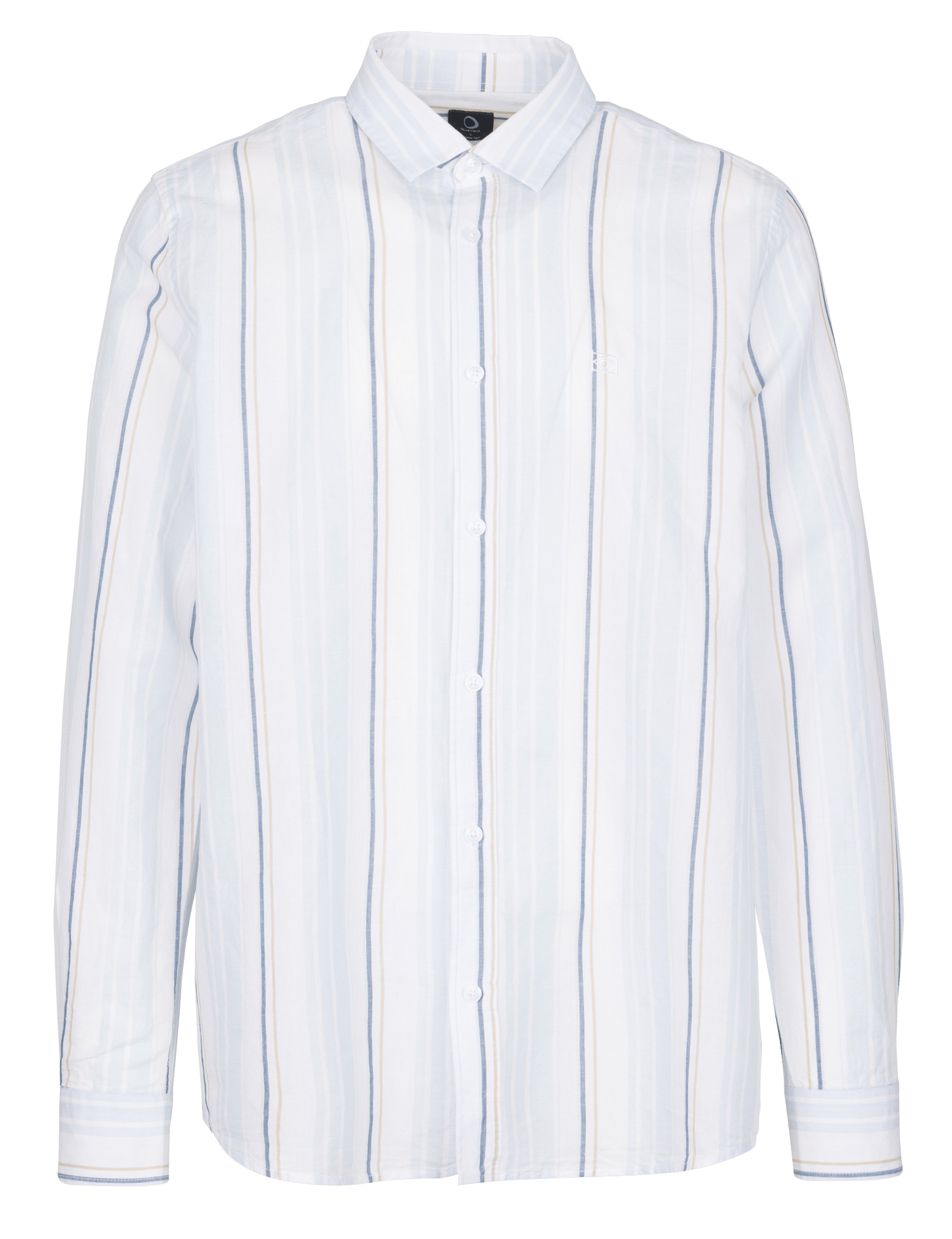 Chemise oversize col classique en coton et lin mélangé rayé deauville ARMOR-LUX Blanc