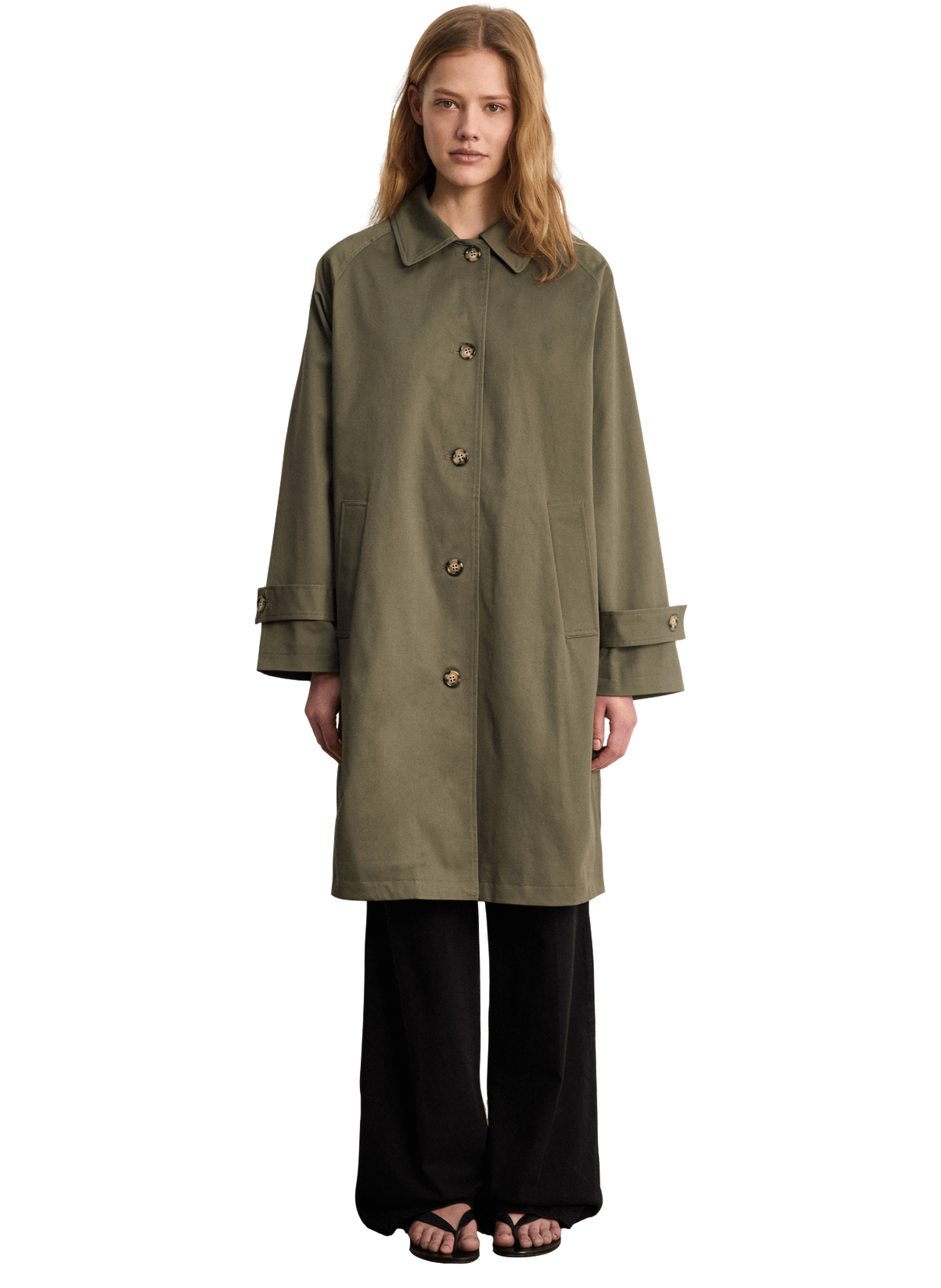 Trench droit en coton - domitille PABLO Vert