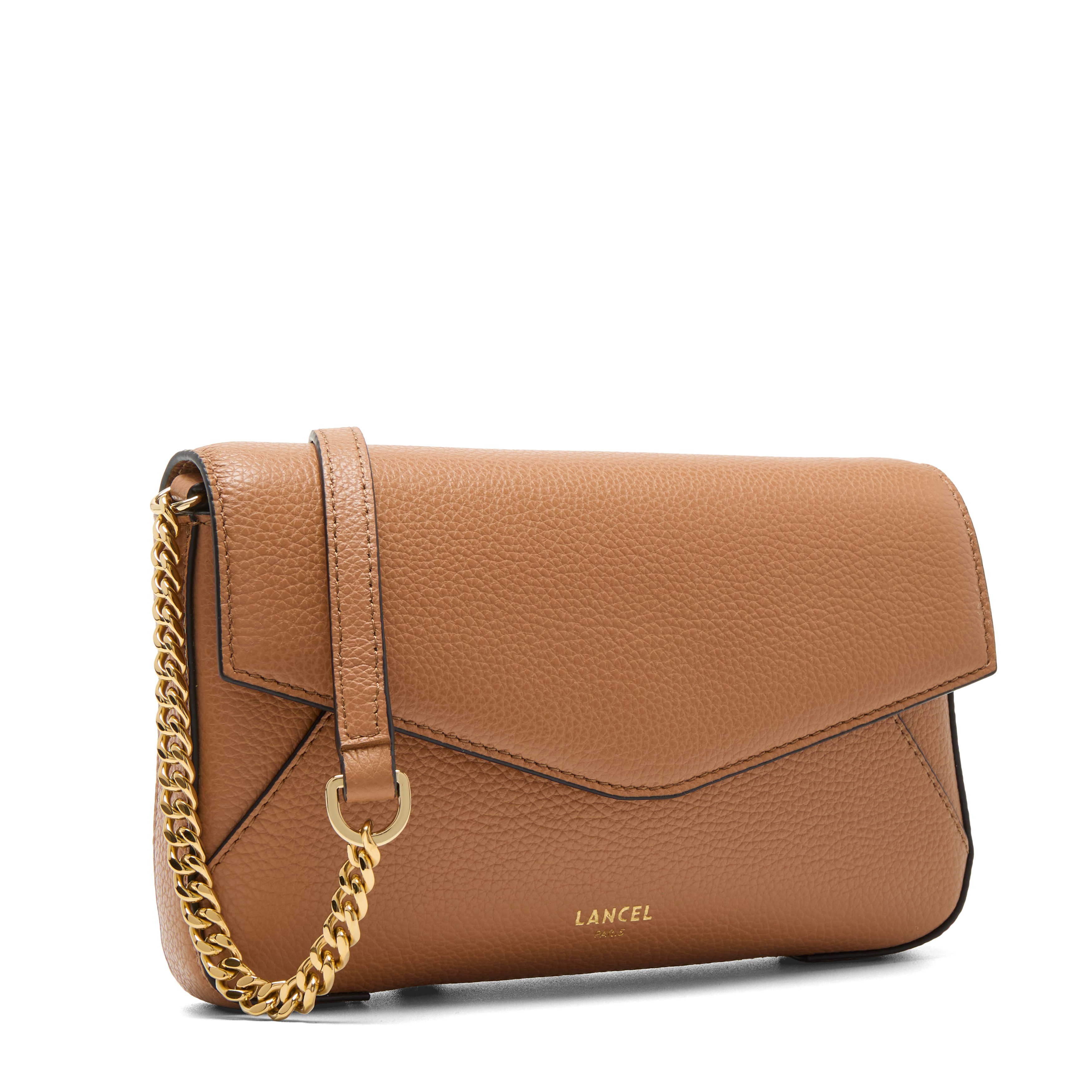 Pochette chaine avec porte-cartes amovible enveloppe de lancel en cuir LANCEL Marron