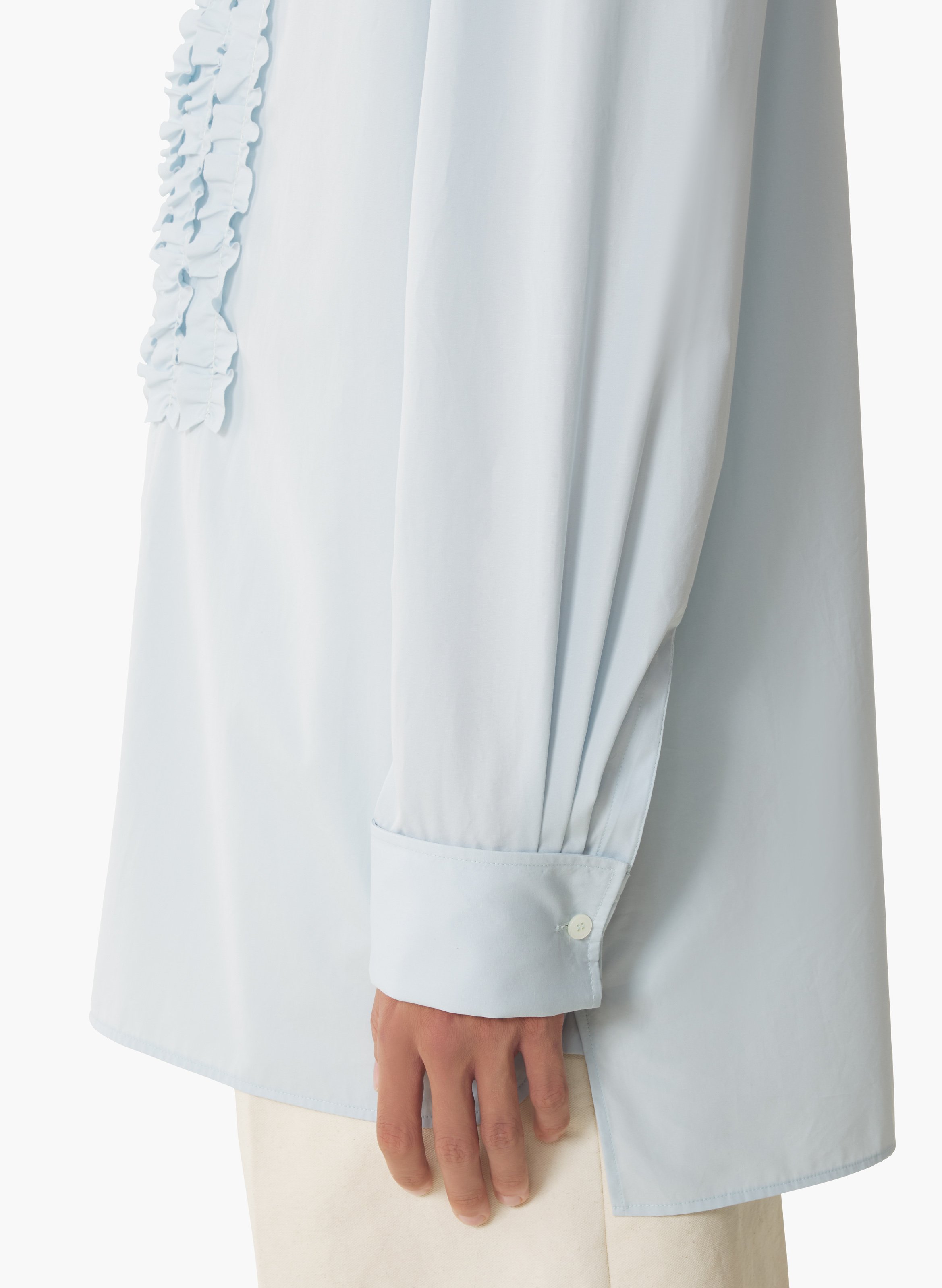 Chemise à plastron en popeline de coton Bleu