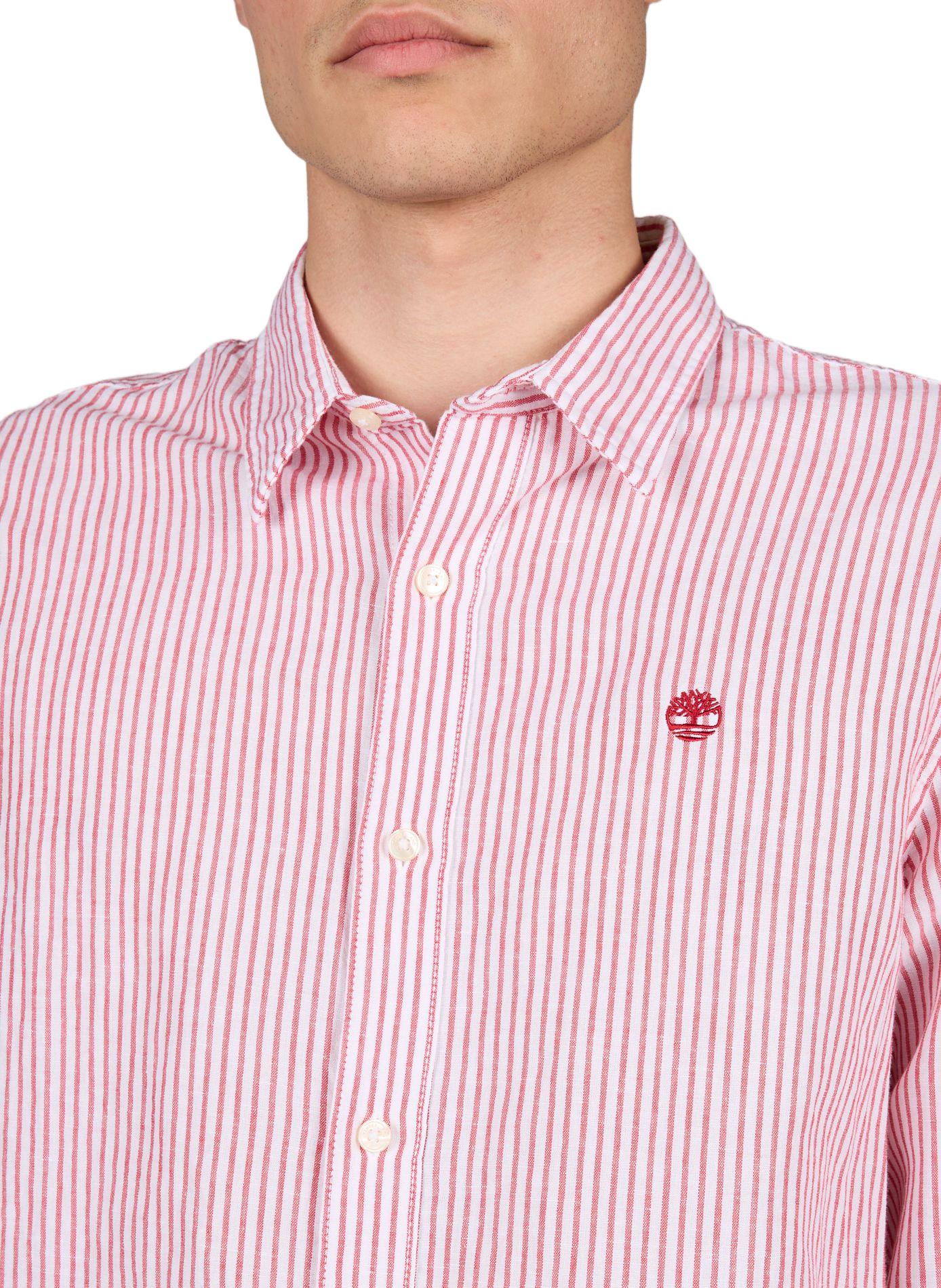 Straight Striped Shirt in Cotton and Linen TIMBERLAND Red