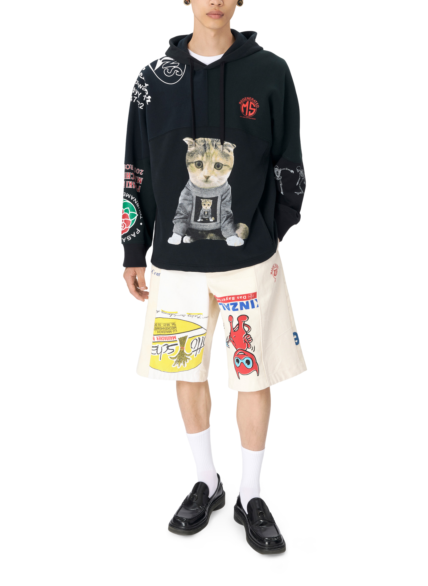 Shorts cargo fabriqué en tote bags upcyclé unisexe MARINE SERRE Blanc