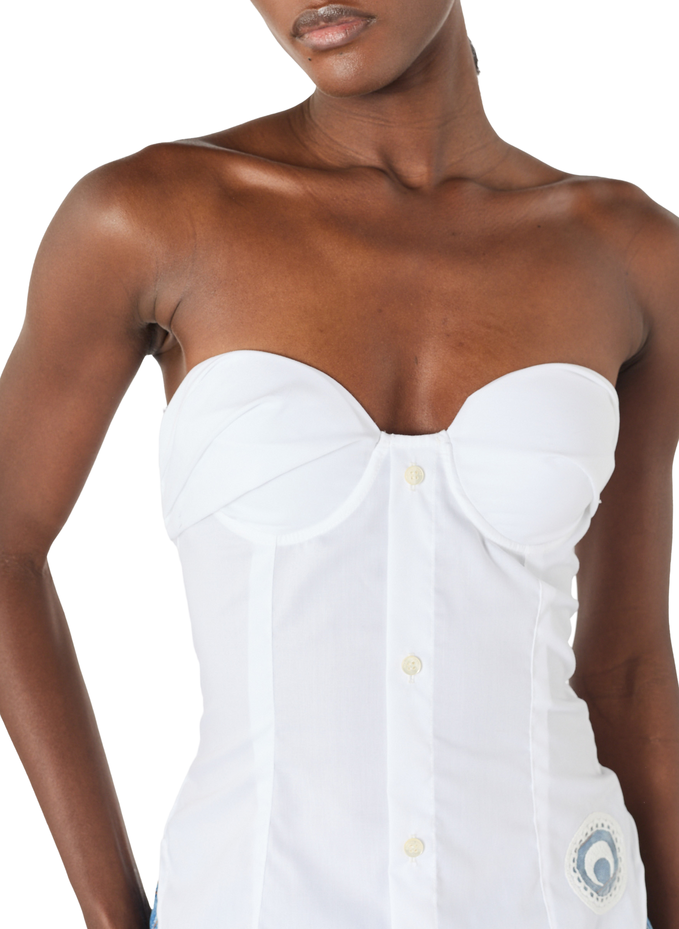 Haut dos nu en chemises upcyclées MARINE SERRE Blanc