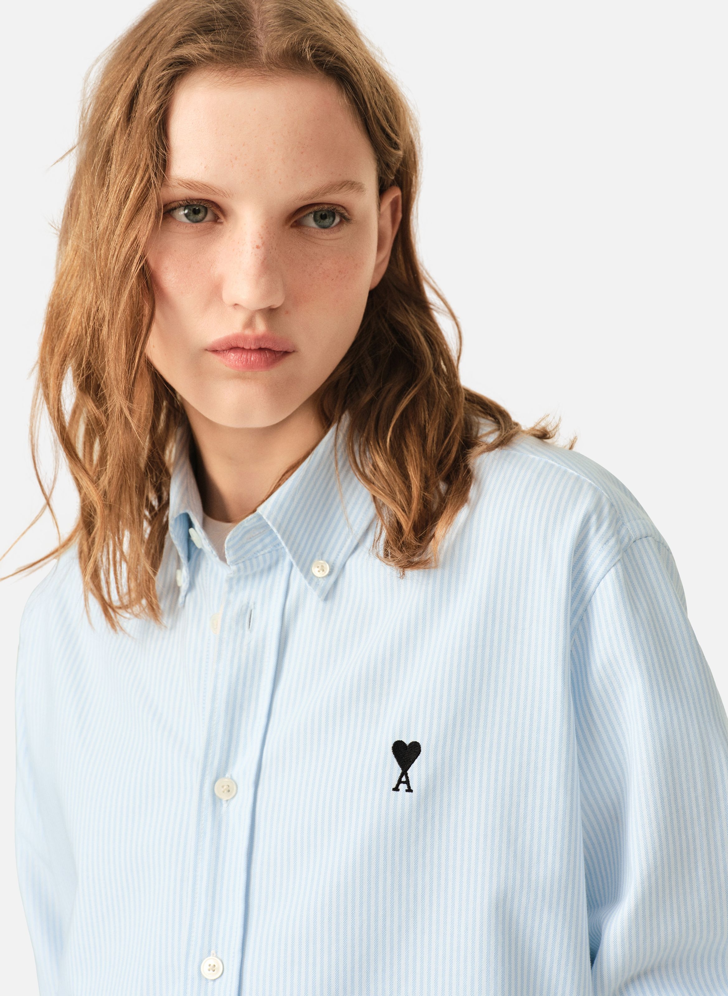 Chemise rayée unisexe en coton ami de coeur AMI PARIS Bleu