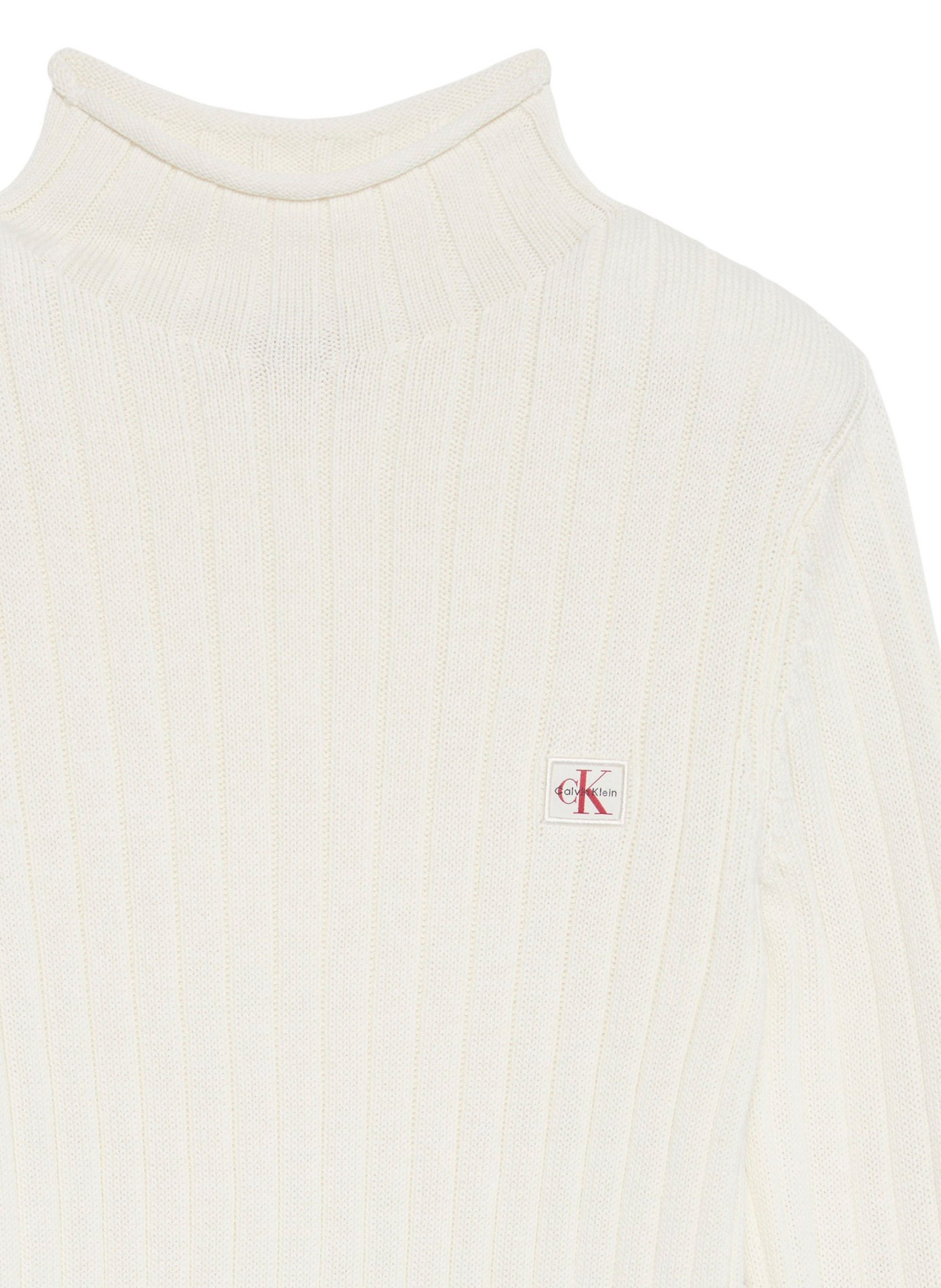 Cotton high-neck logo sweater CALVIN KLEIN Beige