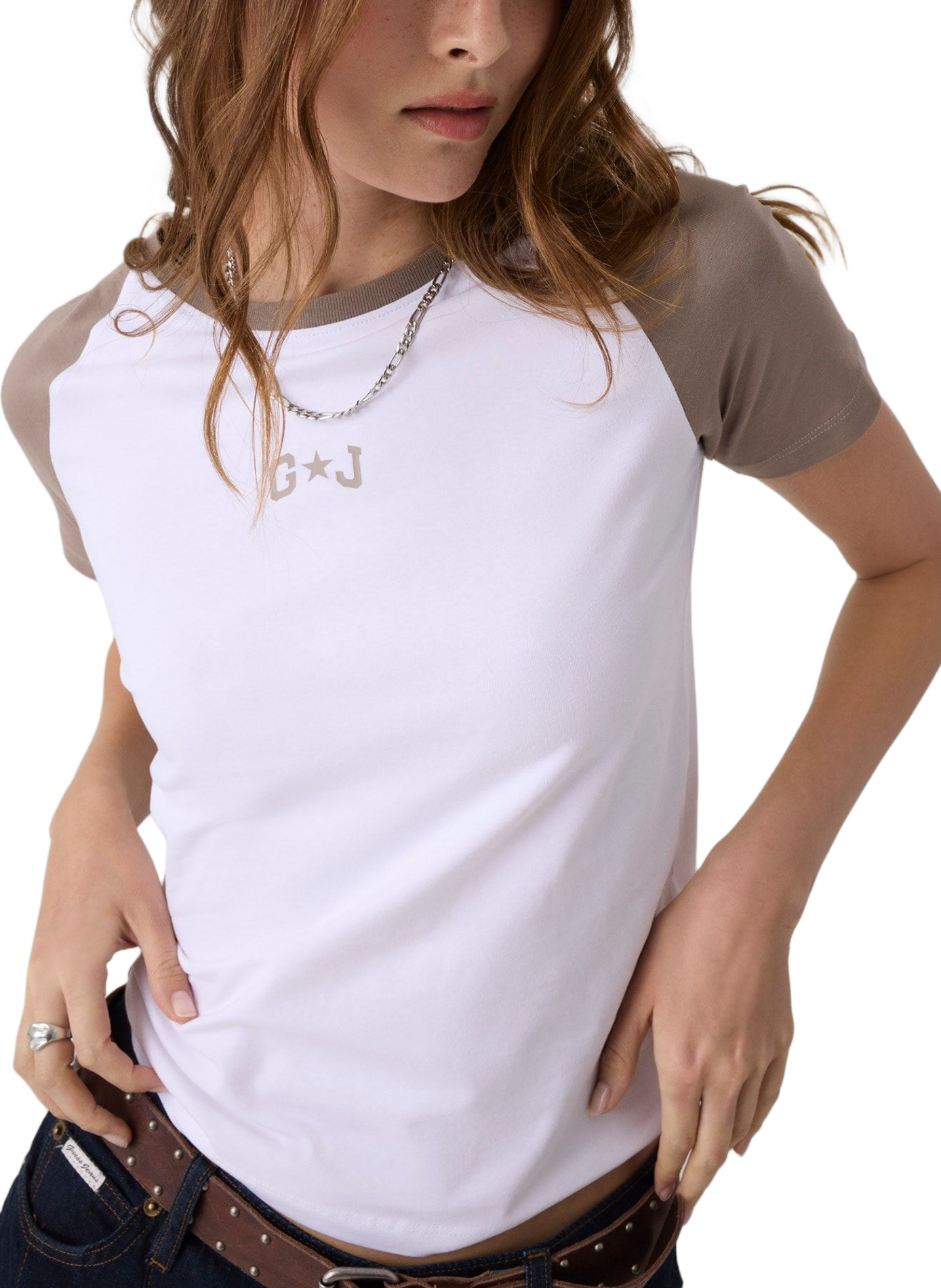Straight-cut cotton-blend T-shirt with round neck GUESS White