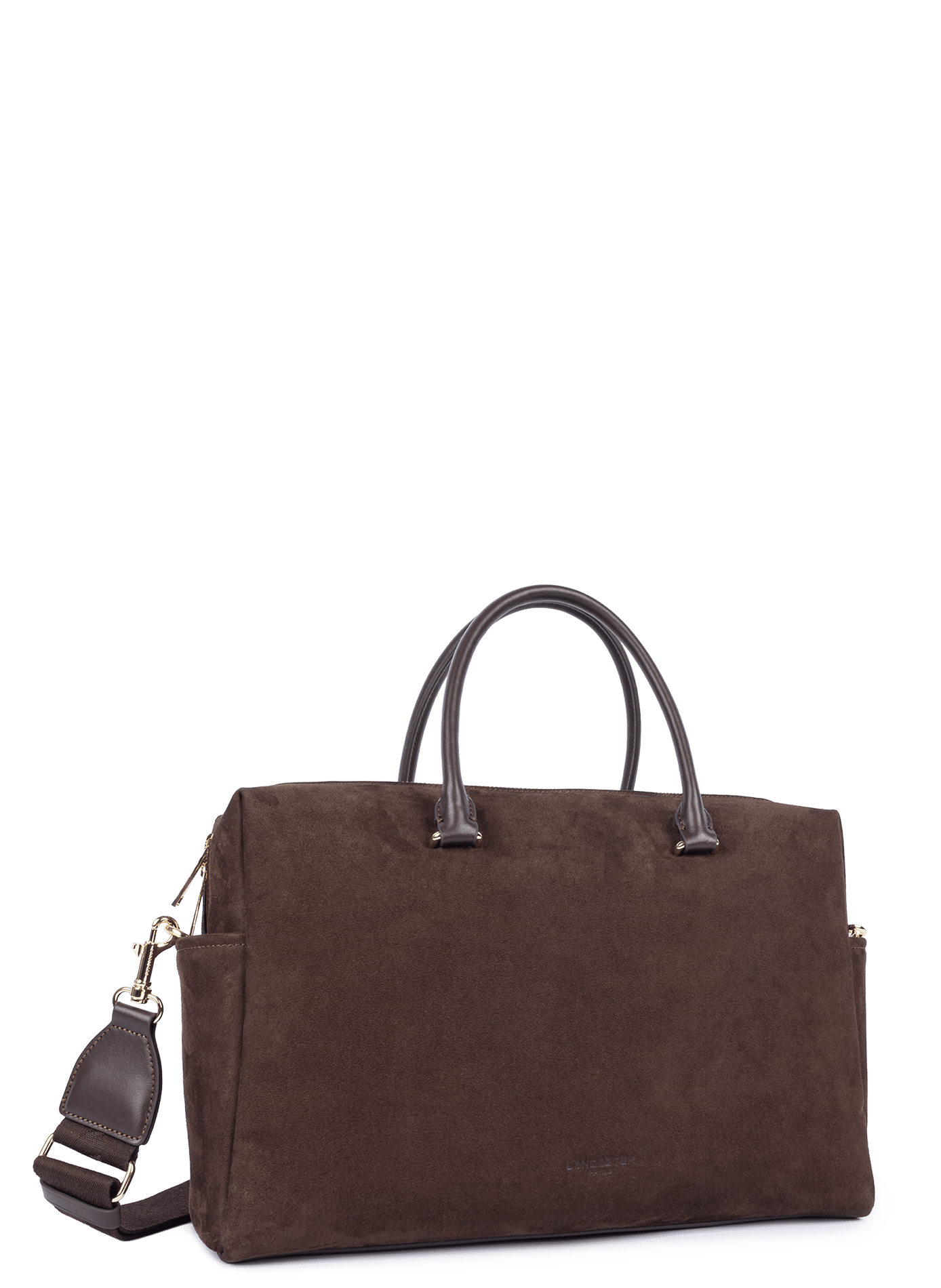 Sac cabas main - suède cube LANCASTER Marron