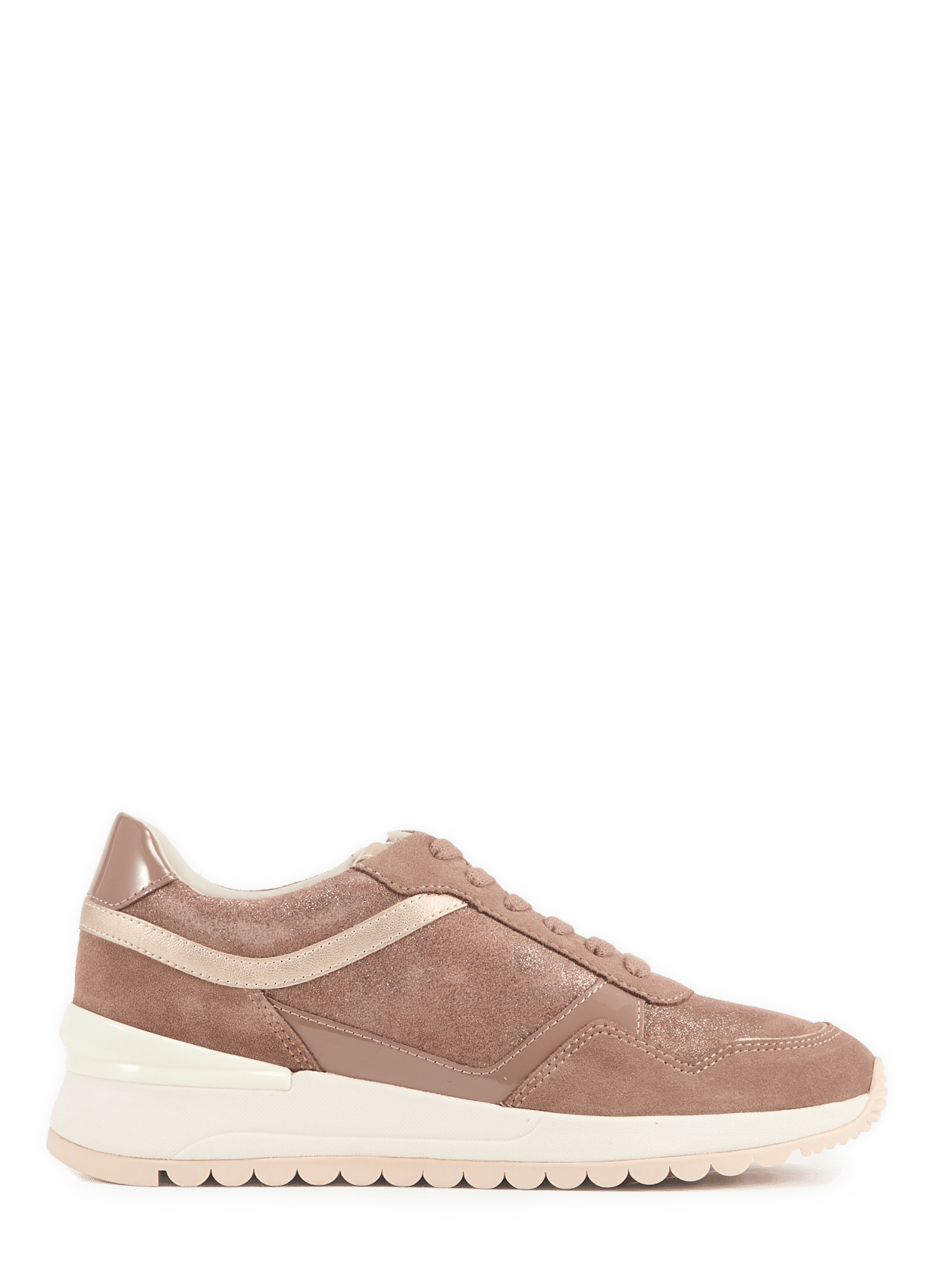 Low wedge sneakers in mixed leather GEOX Brown