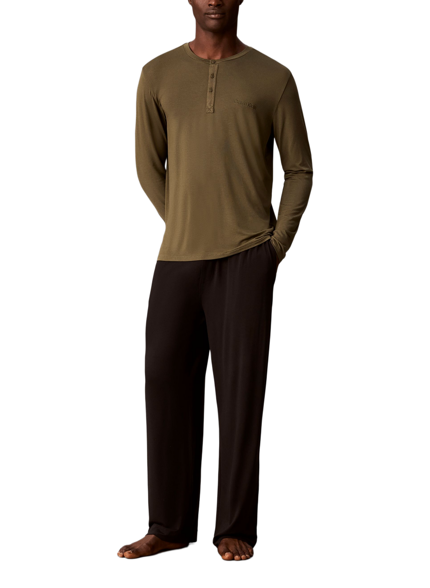 Pyjama-Langarm-T-Shirt CALVIN KLEIN Khaki