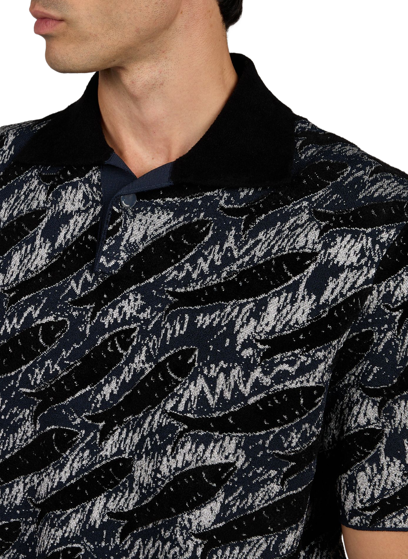 Short-sleeved jacquard polo JACQUEMUS Black