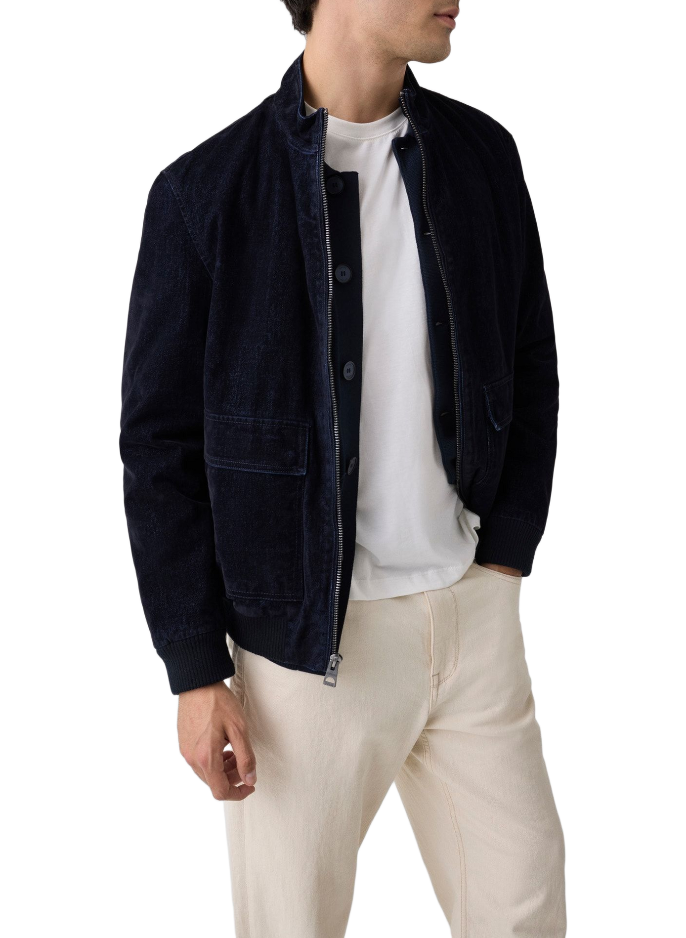 Cotton-blend velvet-look denim jacket GUESS Blue