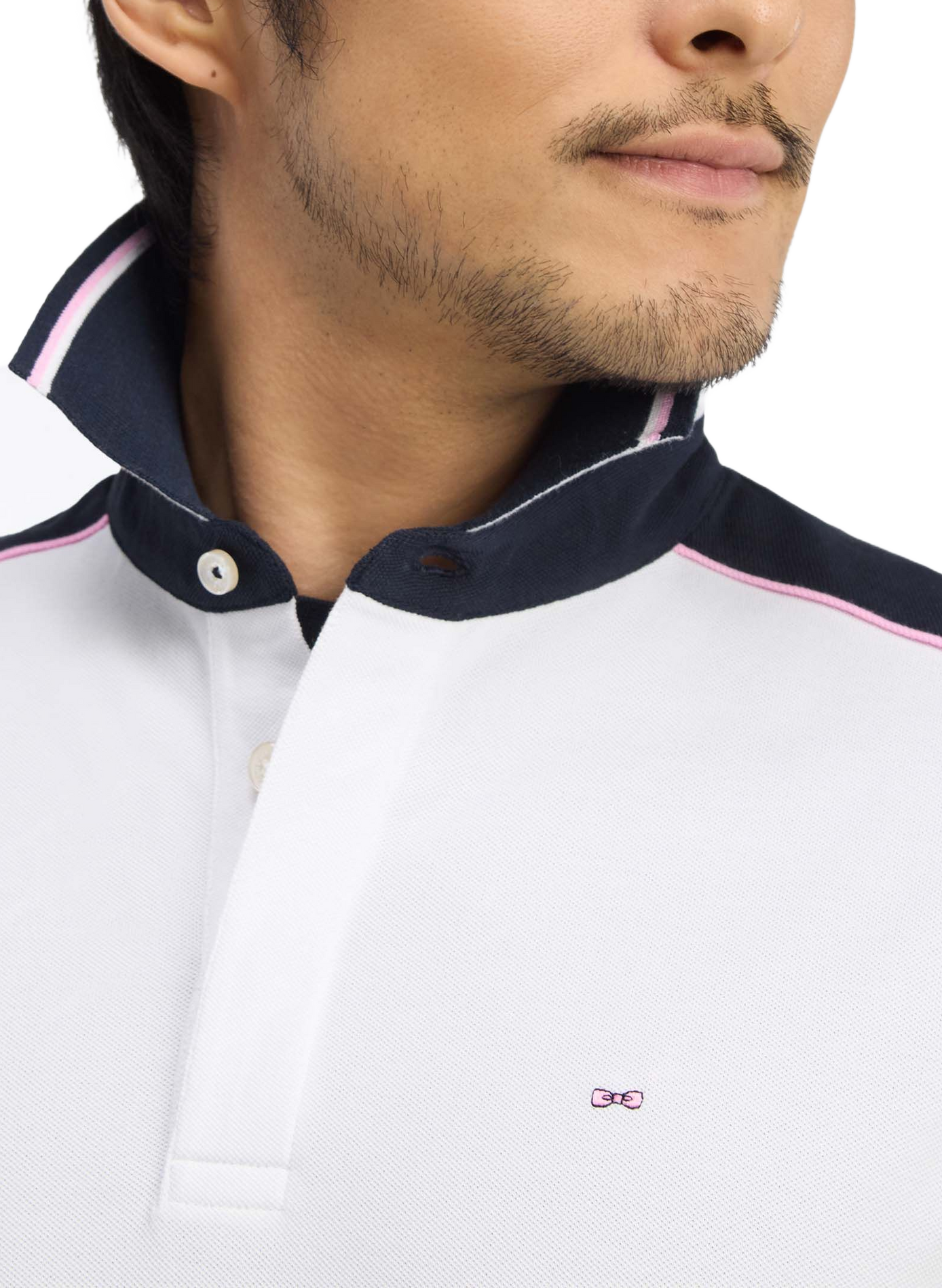 Polo manches longues en coton EDEN PARK White