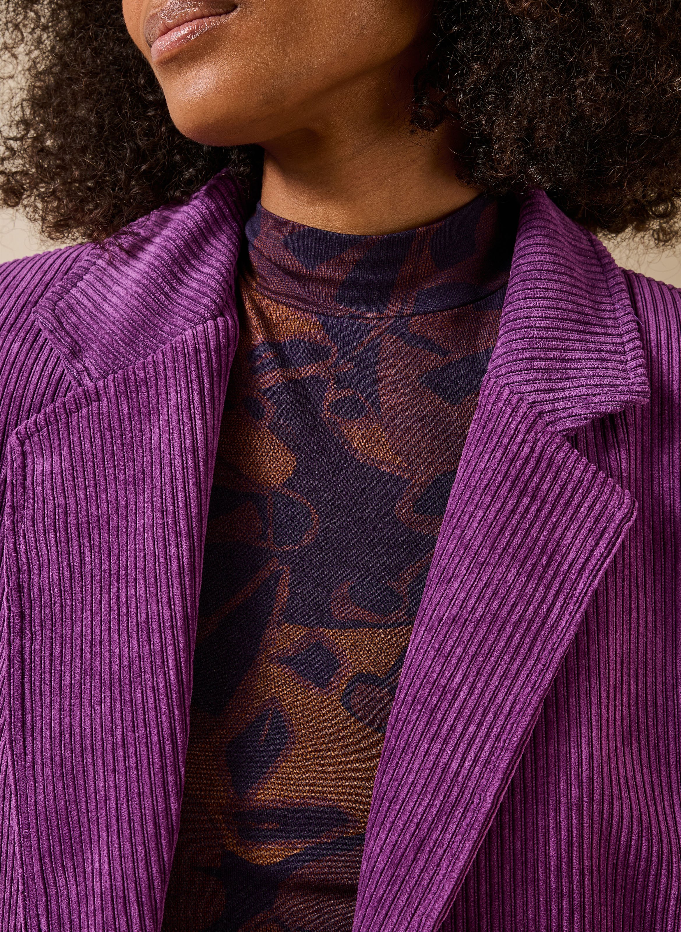 Recht gesneden blazer van ribfluweel LA FEE MARABOUTEE Paars