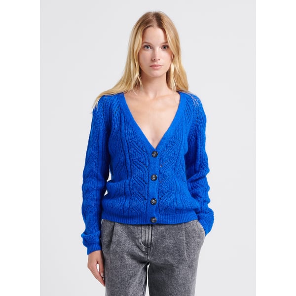 Cardigan col v en laine mélangée