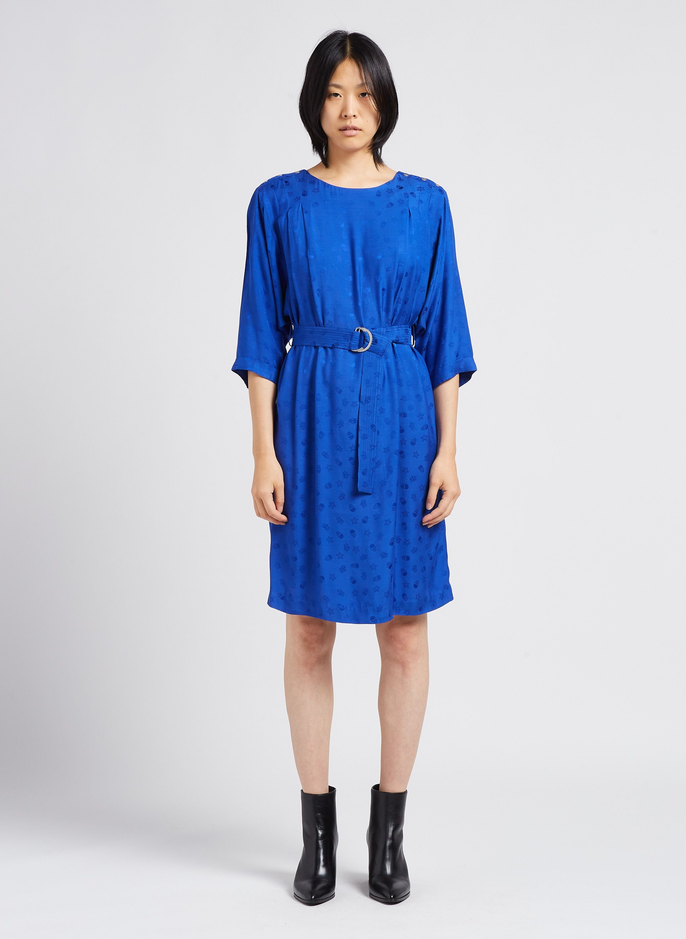 Robe mi-longue col rond jacquard