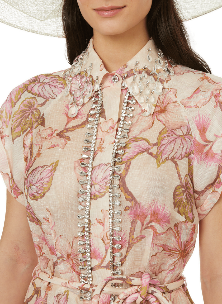 Robe courte en lin et soie ZIMMERMANN Multicolore