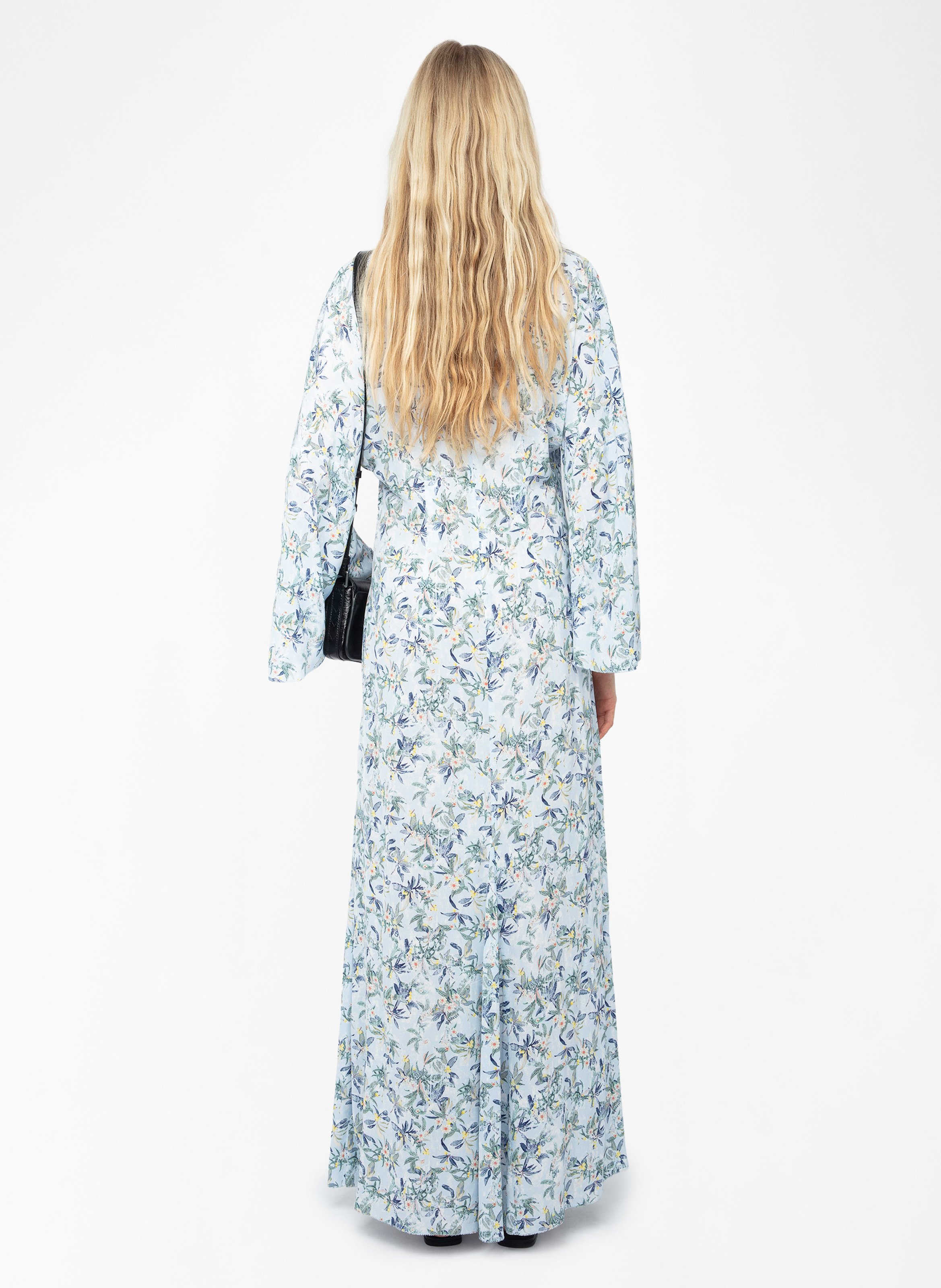 Robe longue col v à imprimé floral rasato ZADIG&VOLTAIRE Bleu
