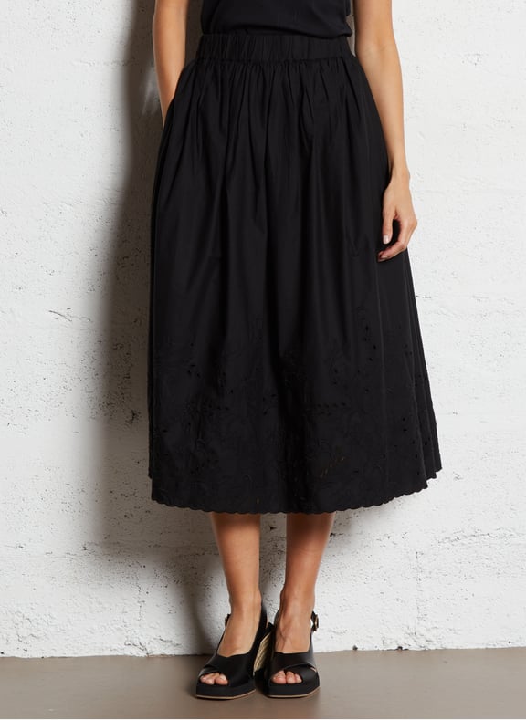 Jupe midi en coton june Noir by MAISON 123 MAISON 123 Jupe midi en coton june Noir