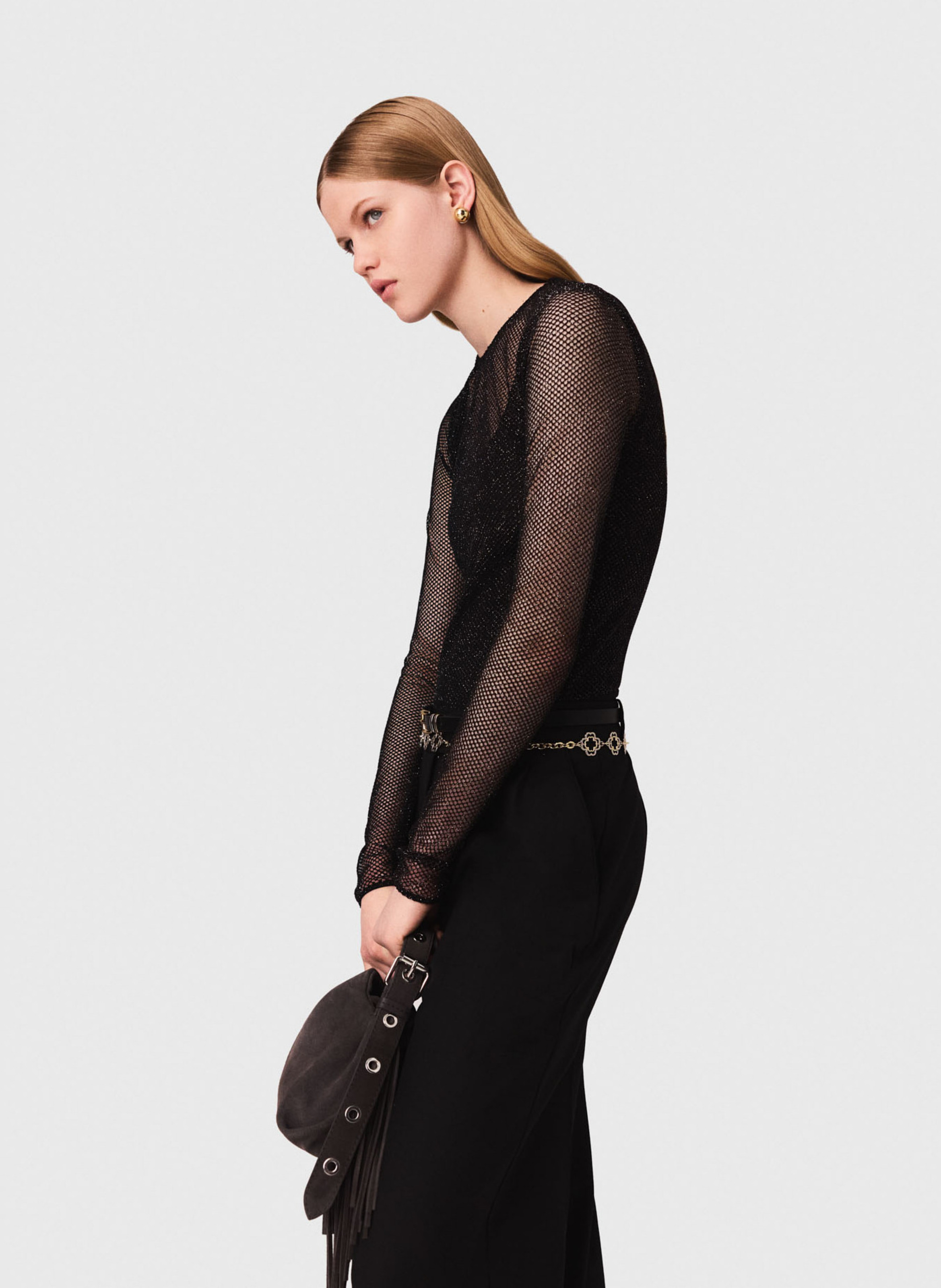 Body manches longues pailleté Noir