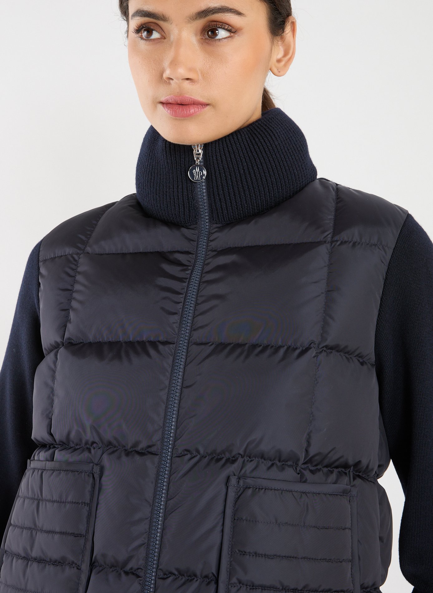 Bi-material blazer jacket MONCLER Blue