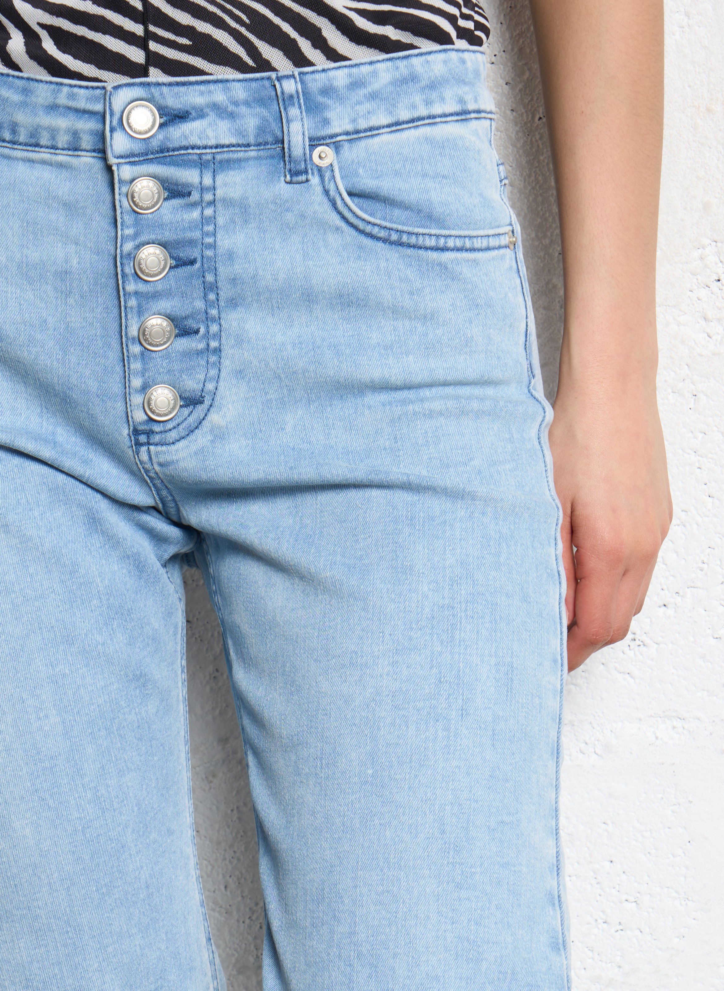 Jean droit cropped à braguette boutonnée janis IKKS Bleu
