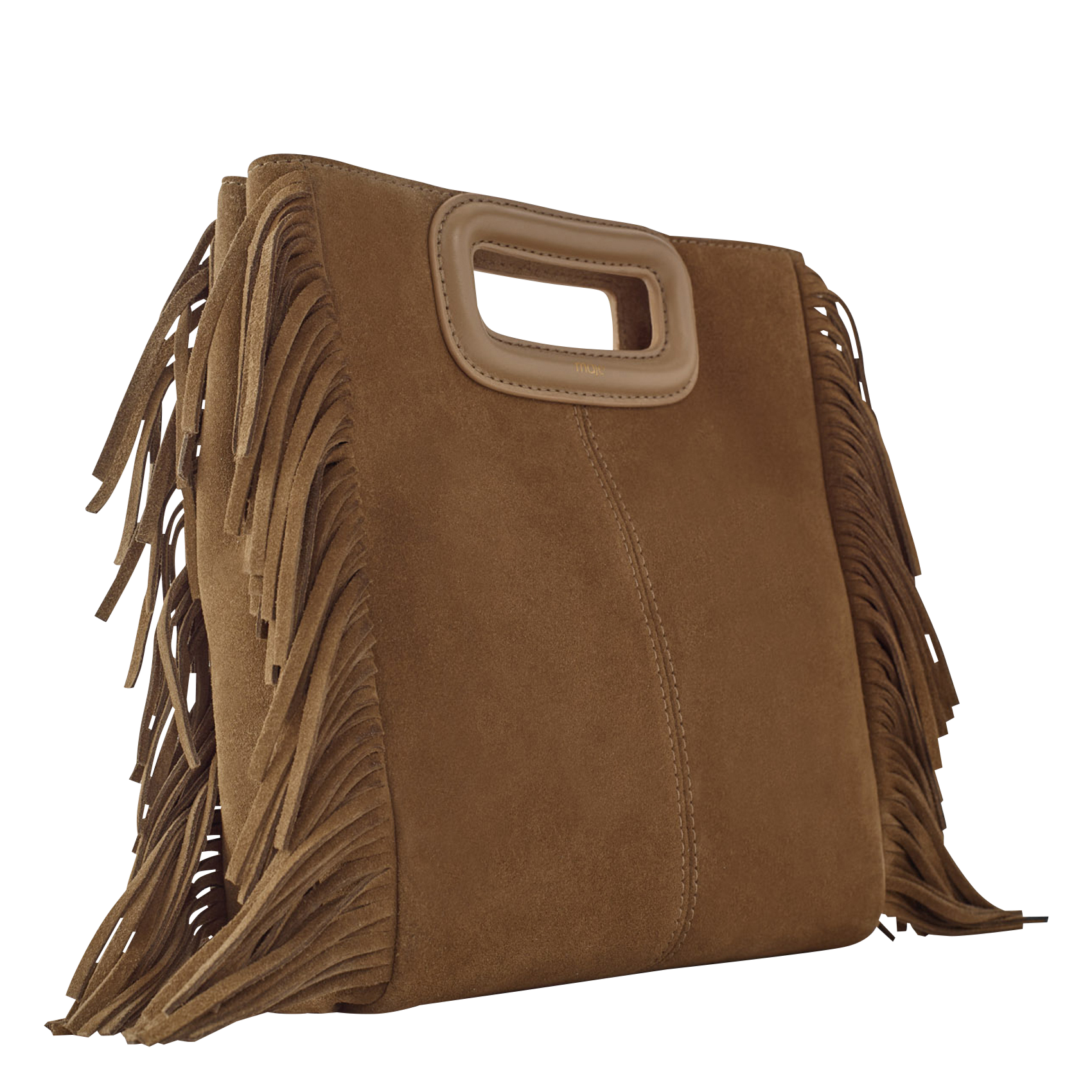 Sac bandoulière à studs en cuir m MAJE Marron