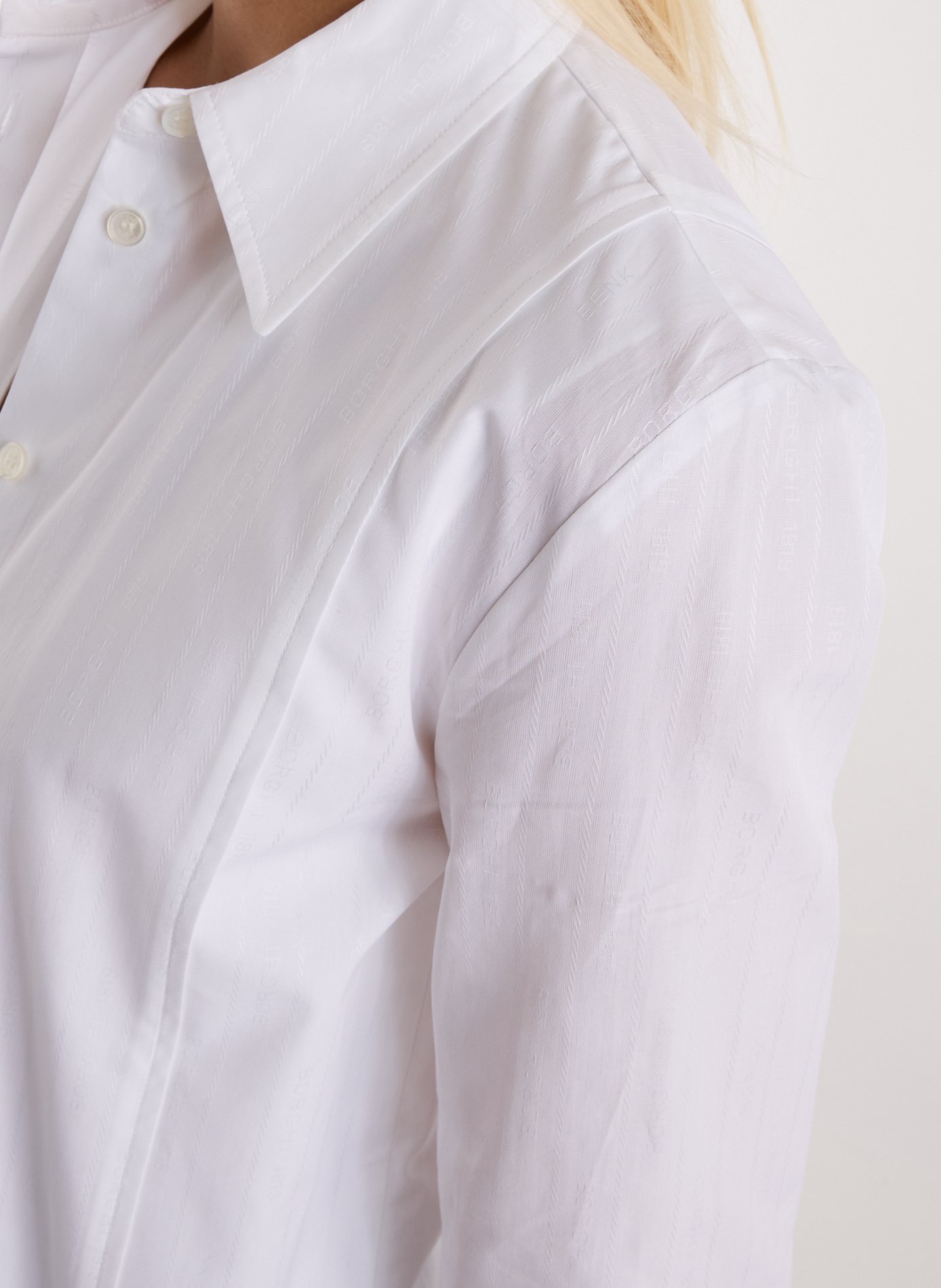 Straight embroidered cotton shirt EENK White