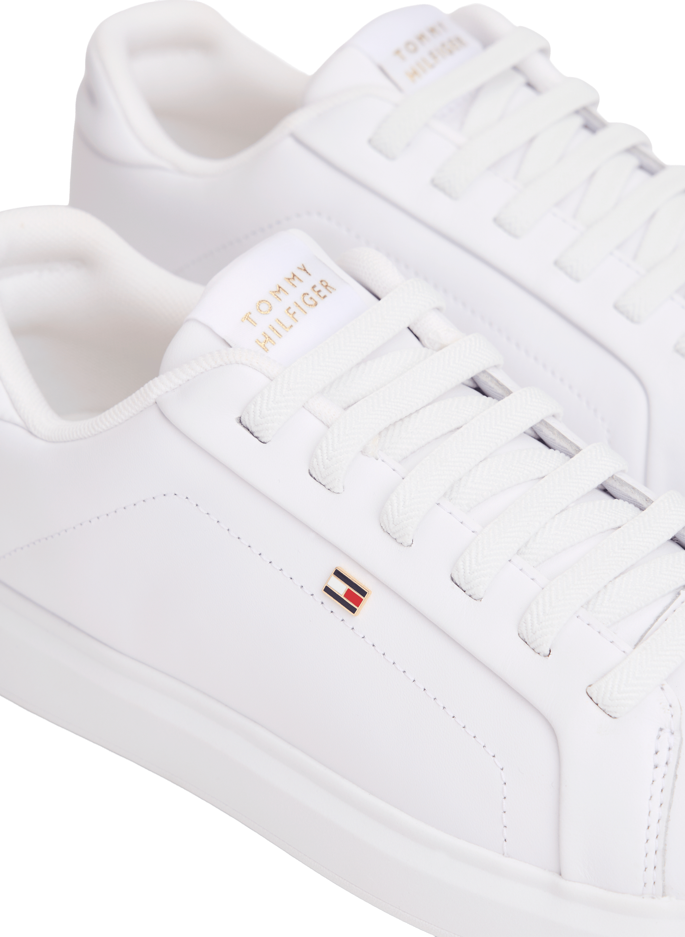 Low-top leather lace-up sneakers TOMMY HILFIGER White