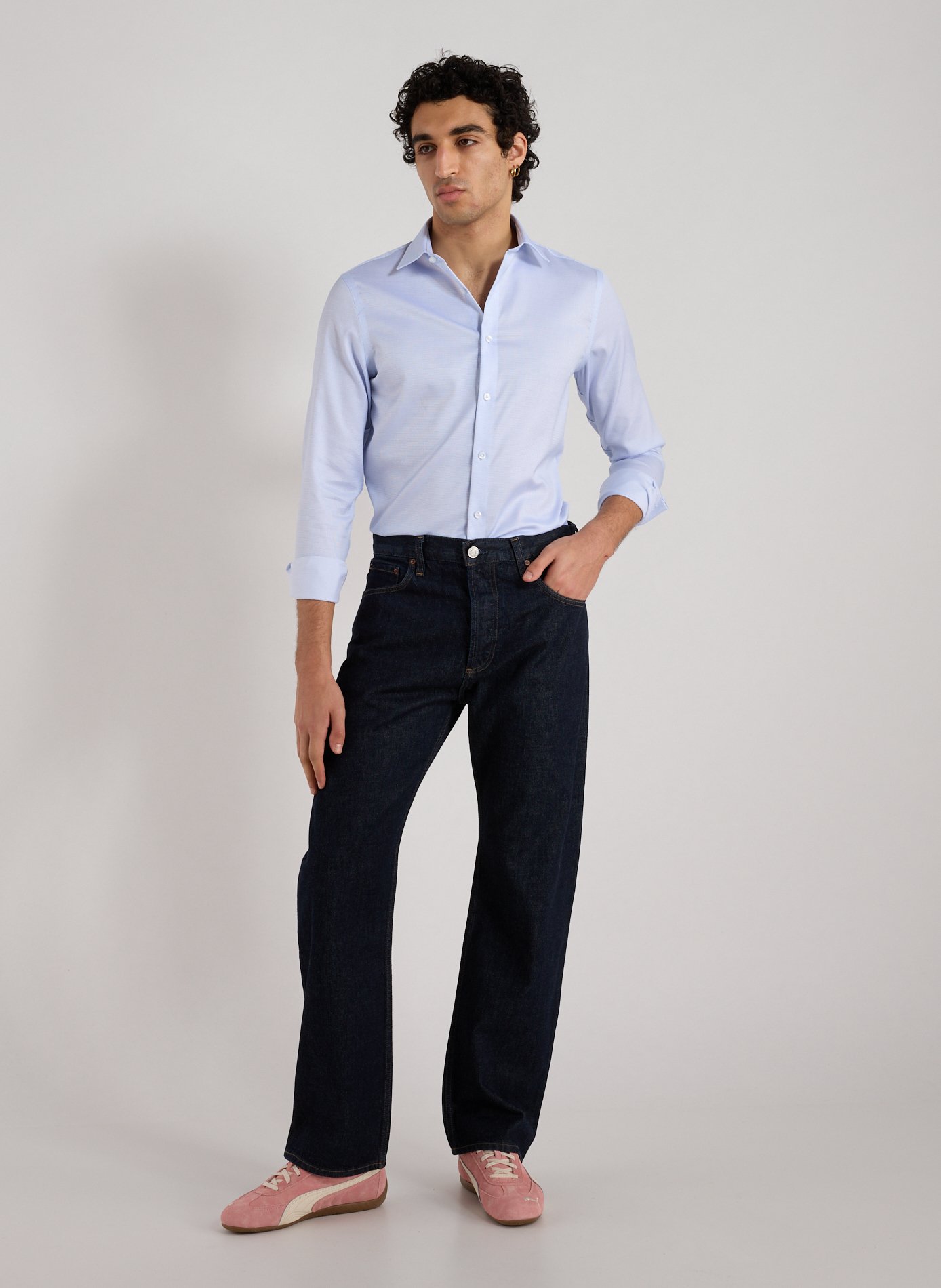 Slim cotton-blend shirt CALVIN KLEIN Blue