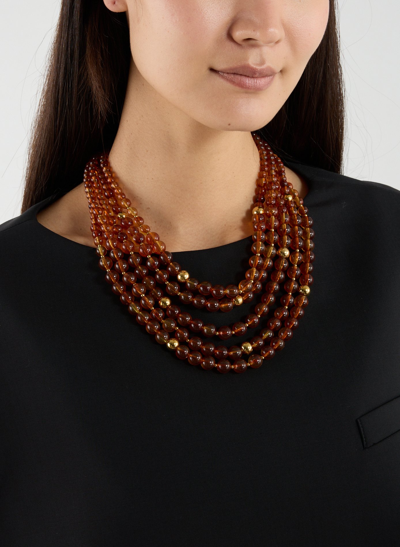 Collier à cinq rangés AU PRINTEMPS PARIS Marron