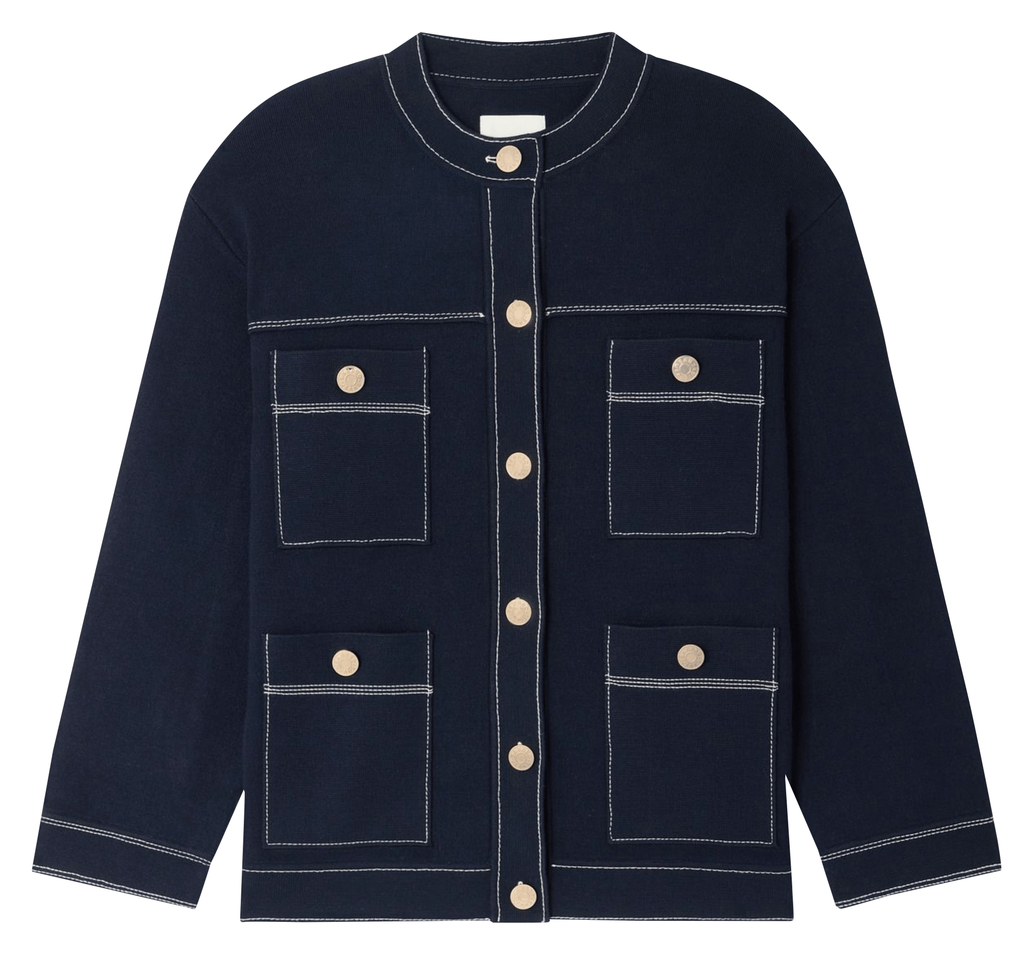Cardigan droit col rond SANDRO Bleu