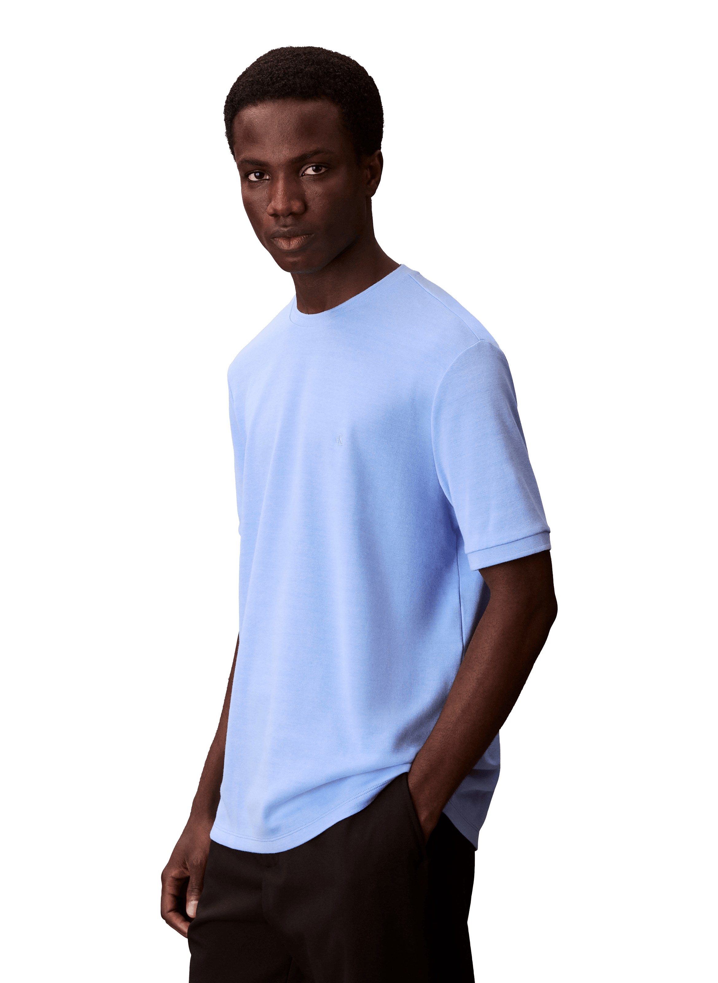 T-shirt manches courtes en coton mélangé CALVIN KLEIN Bleu