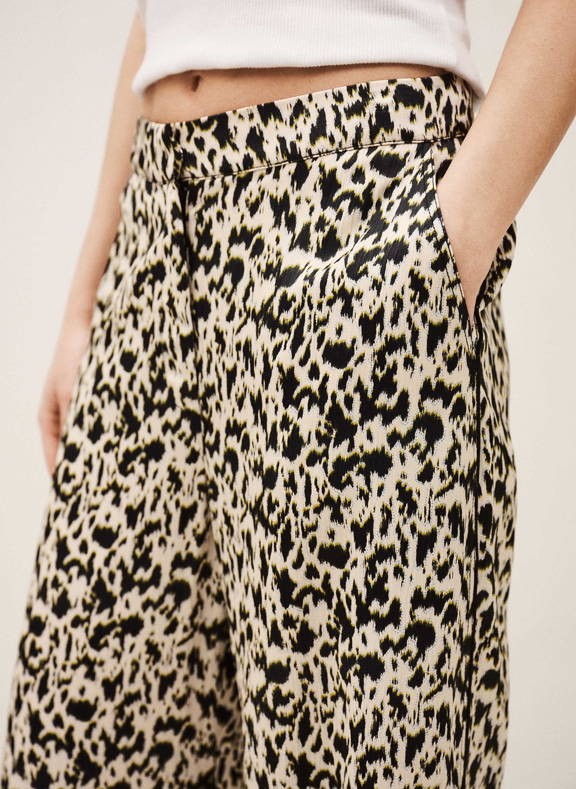 Pantalon large fluide imprimé plyde BA&SH Beige