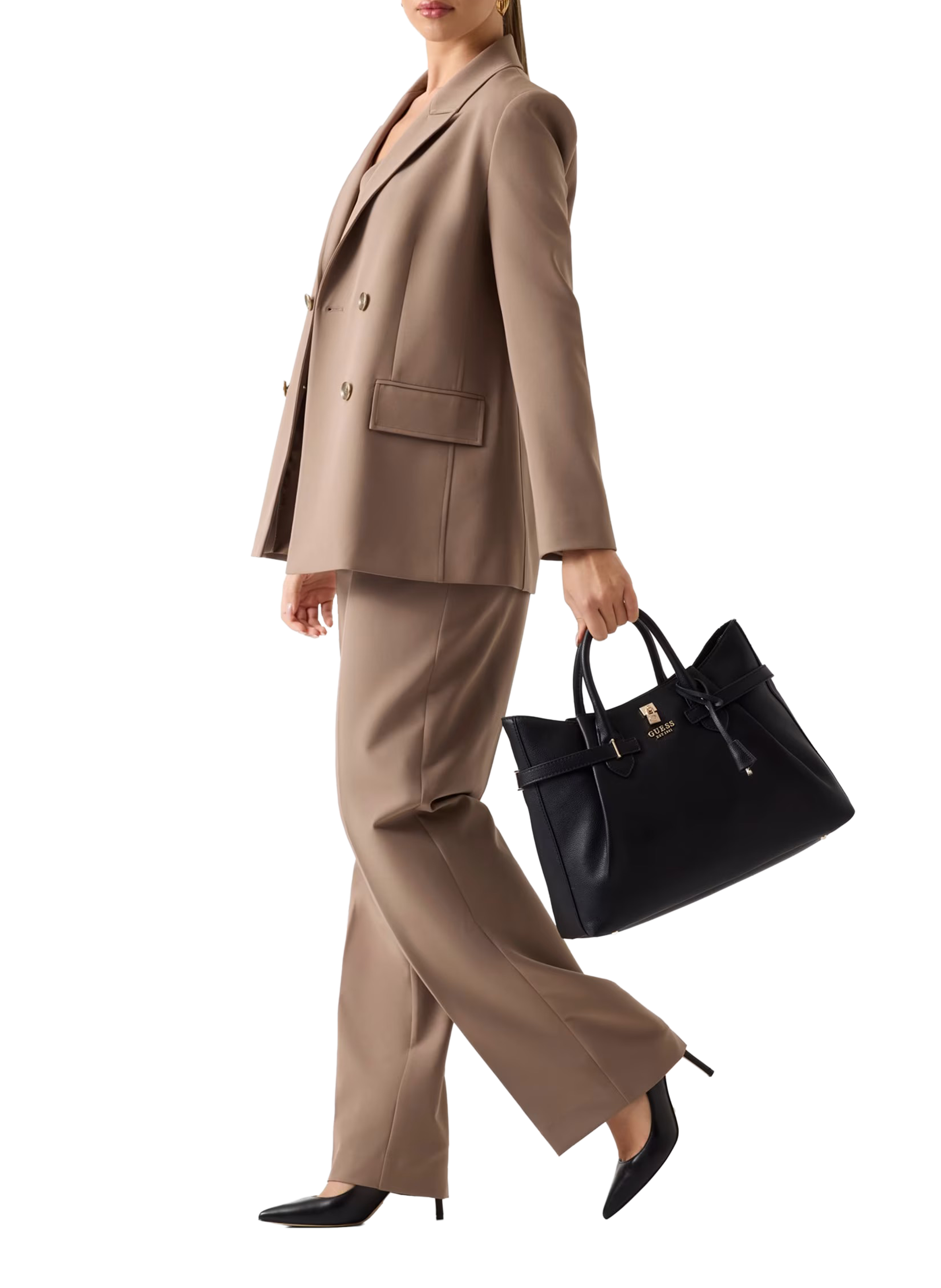 Large faux leather handbag GUESS Black