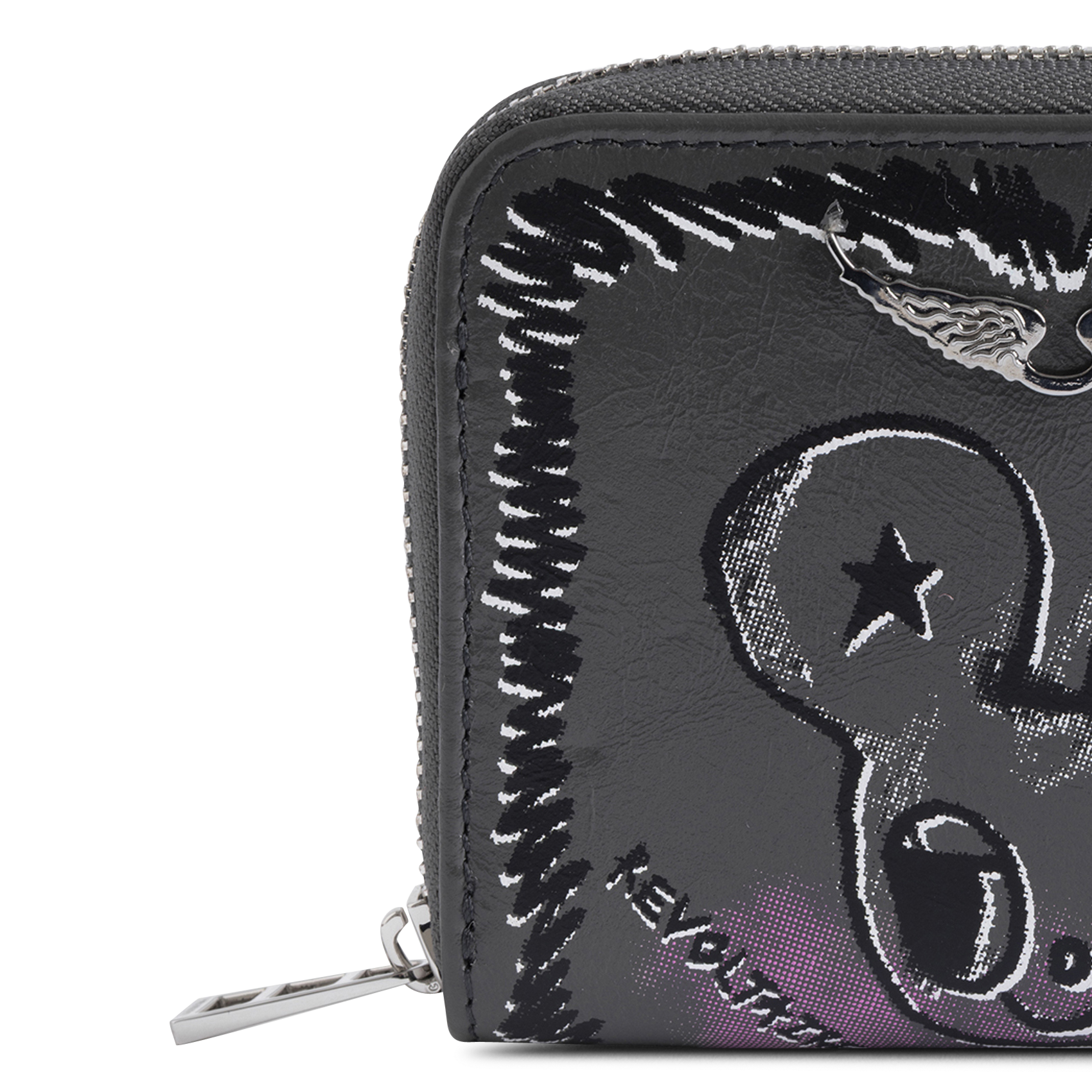 Portefeuille en cuir imprimé mini zv ZADIG&VOLTAIRE Gris