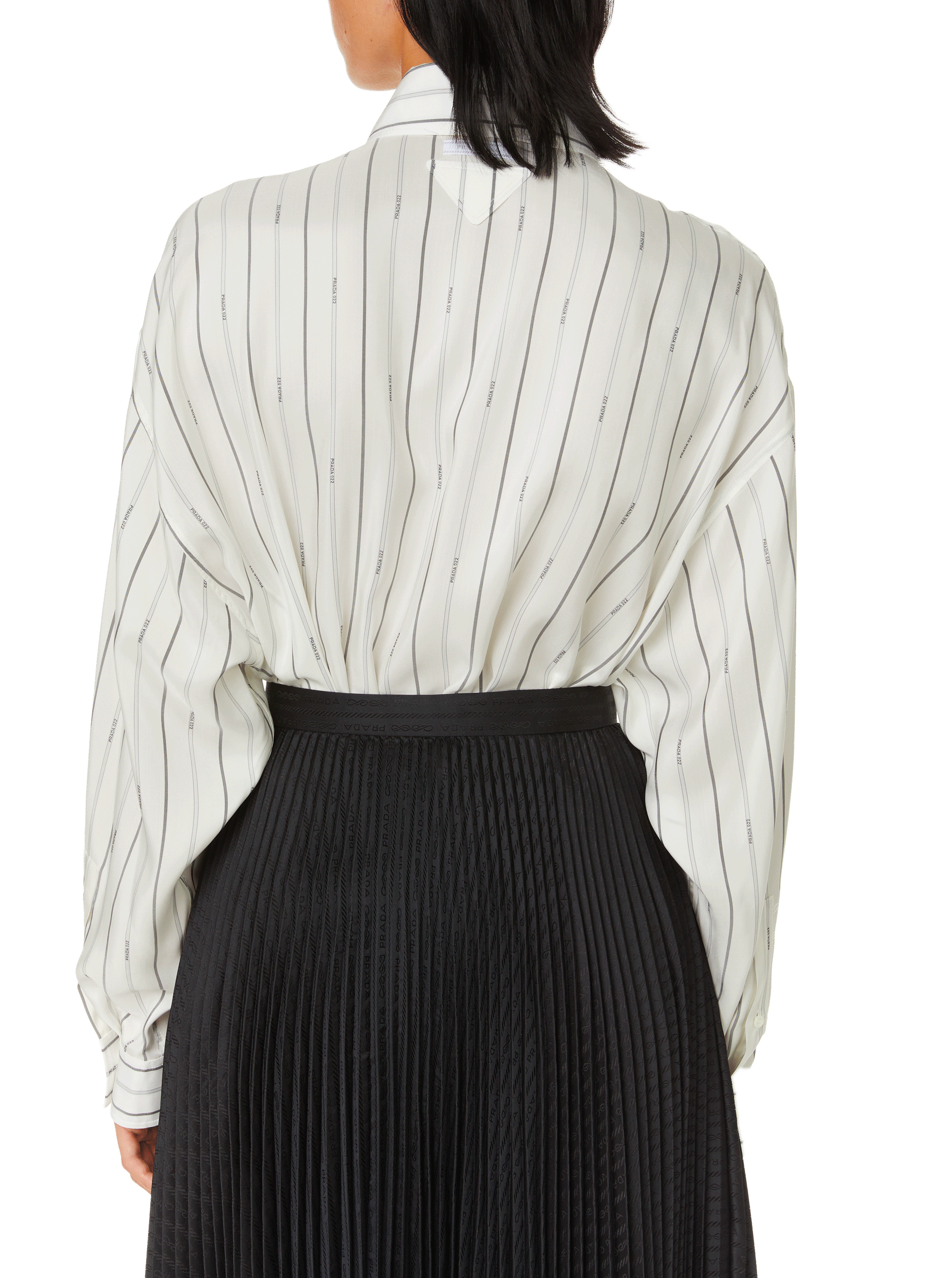 Striped shirt with logo PRADA Beige