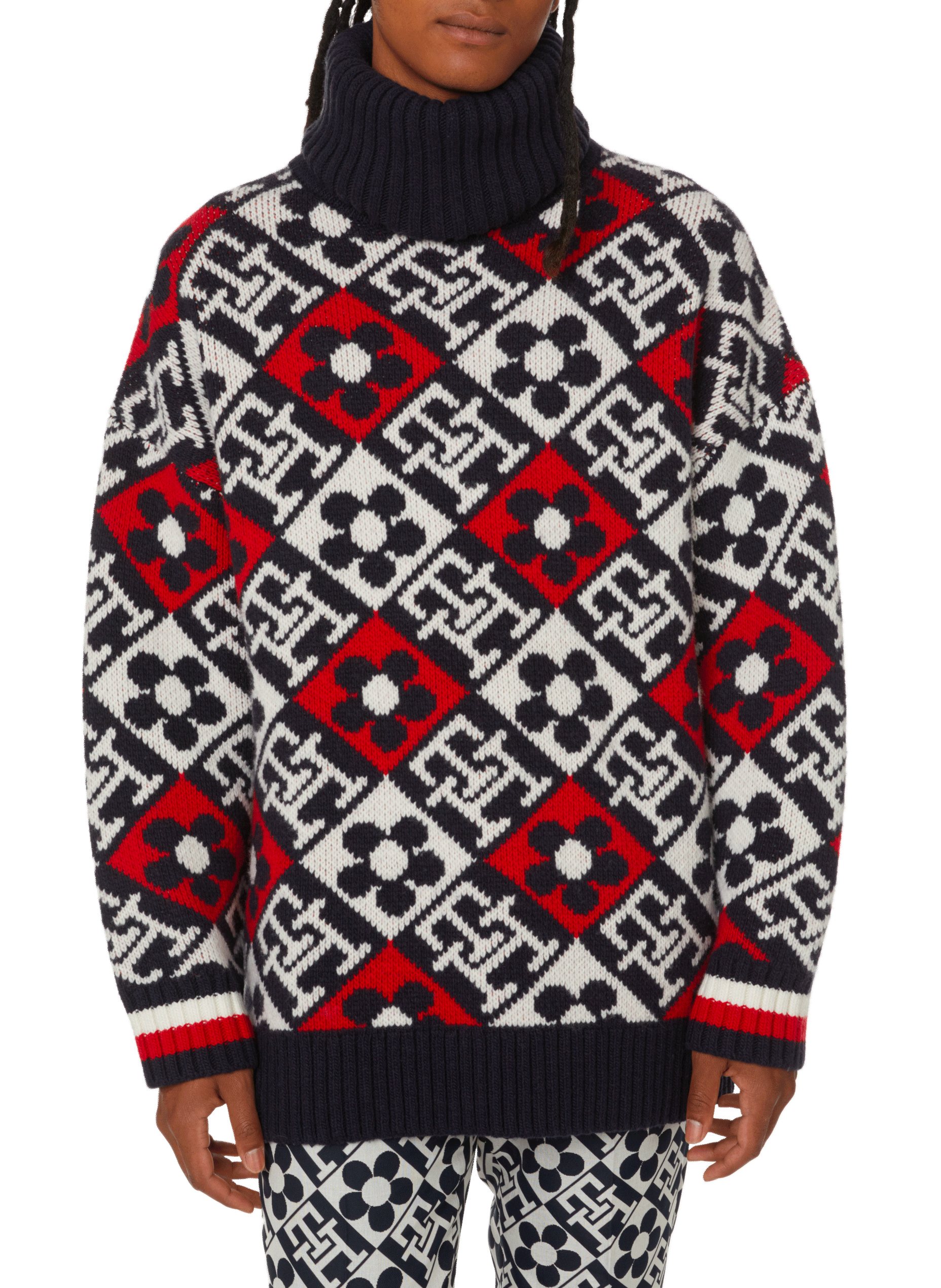 Pull jacquard en laine x Richard Quinn TOMMY HILFIGER Bleu