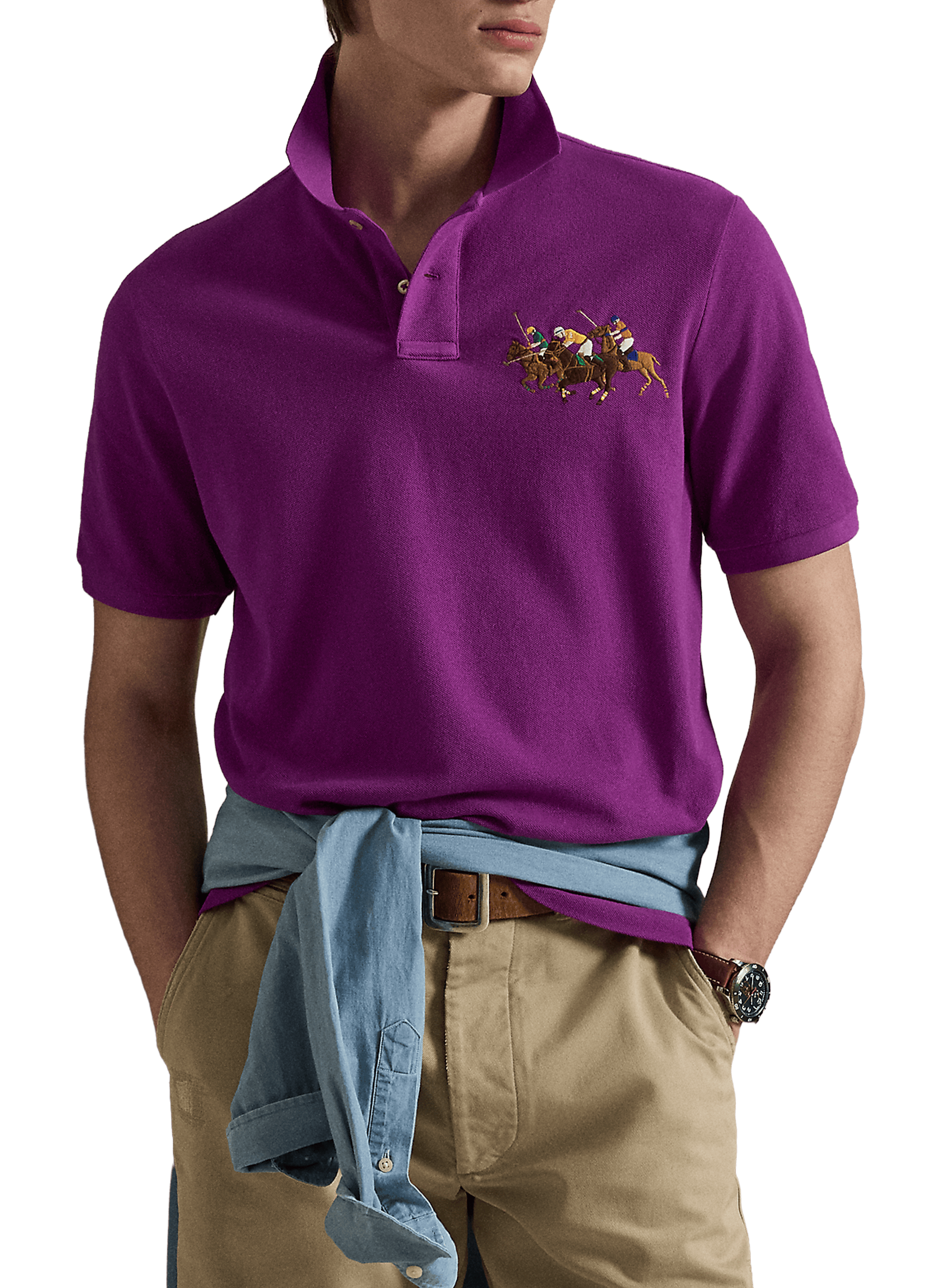 Polo Triple Poney à manches courtes en coton POLO RALPH LAUREN Purple