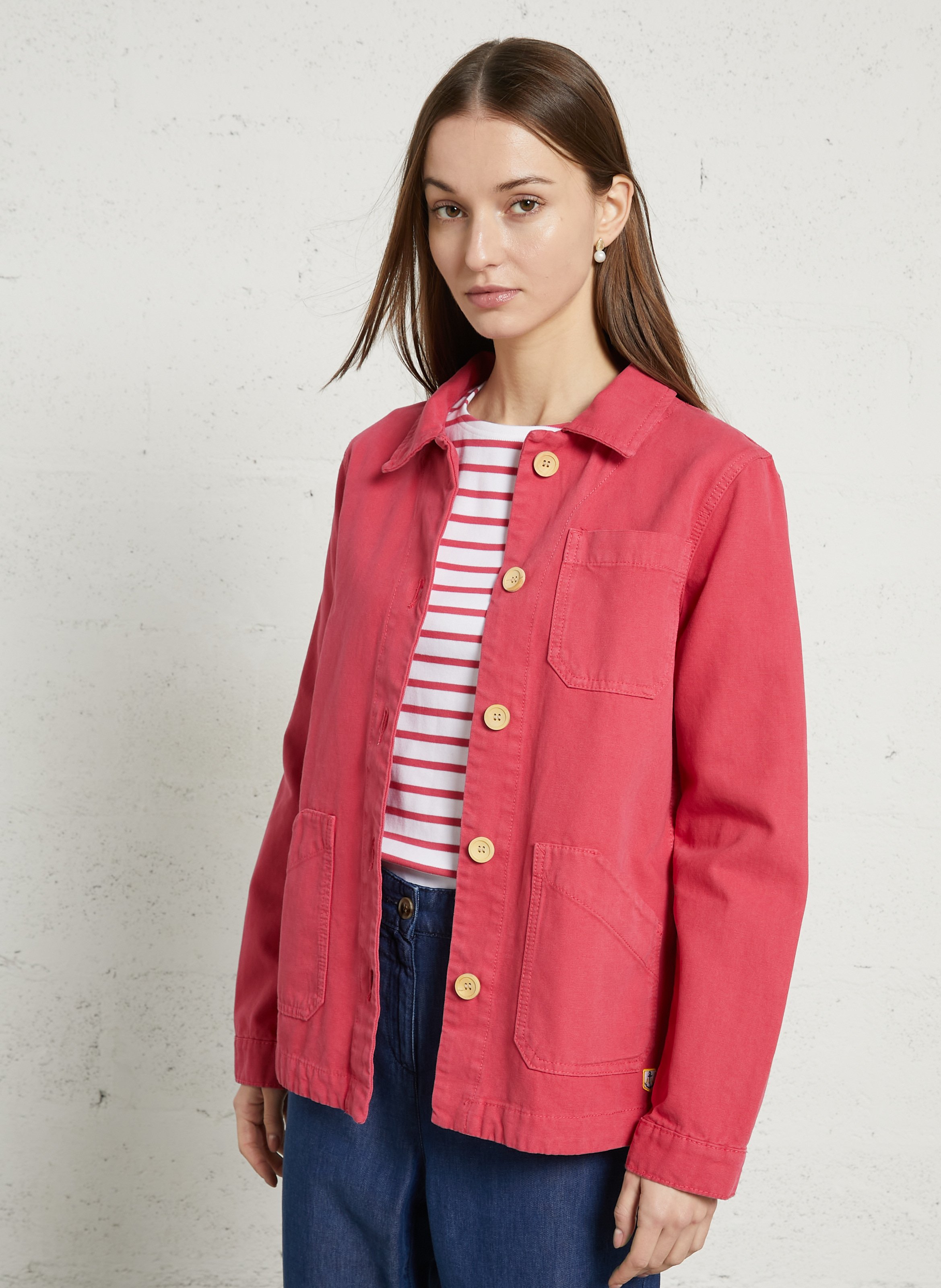 Veste pêcheur droite en coton ARMOR-LUX Rose