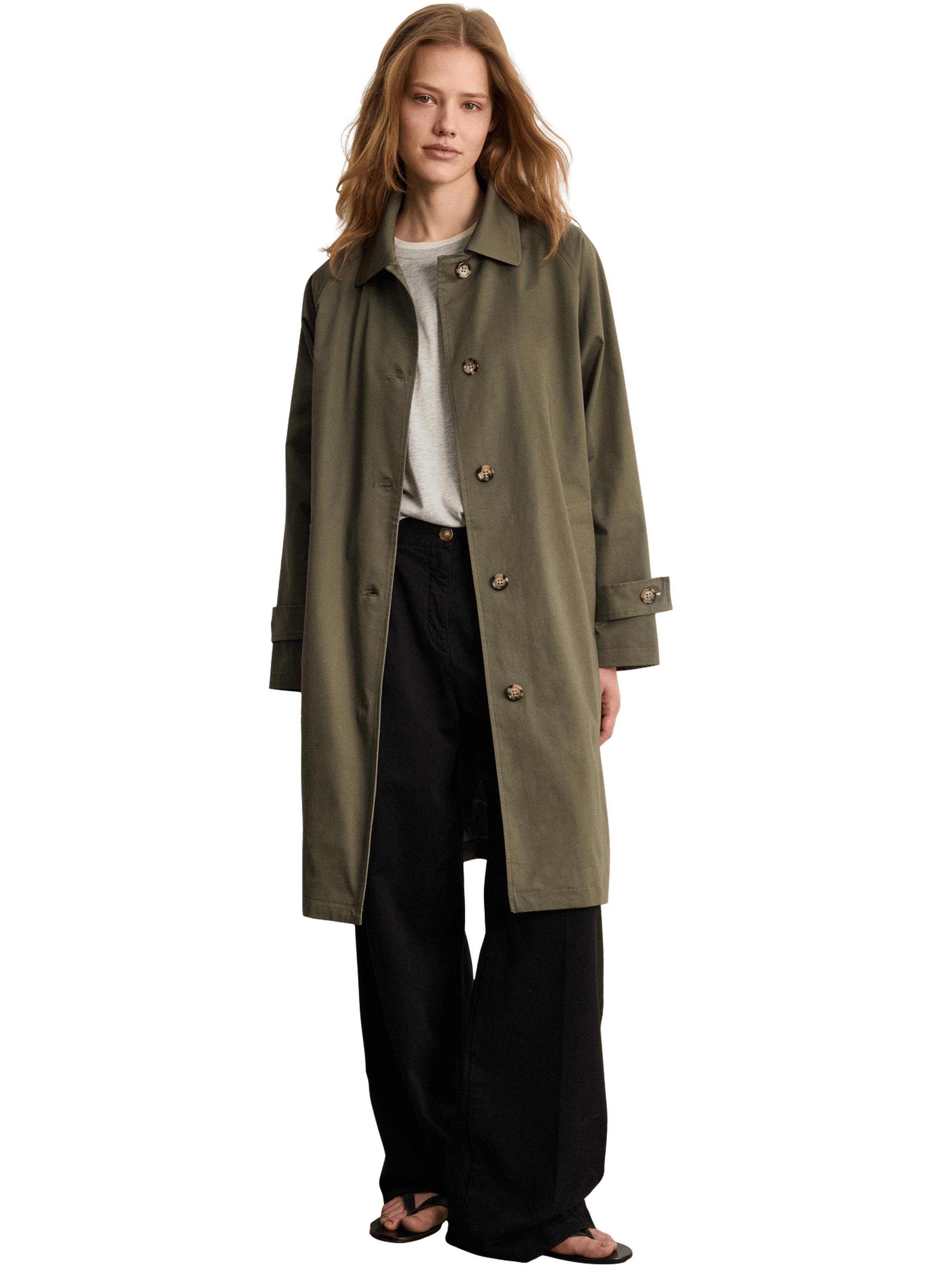 Trench droit en coton - domitille PABLO Vert