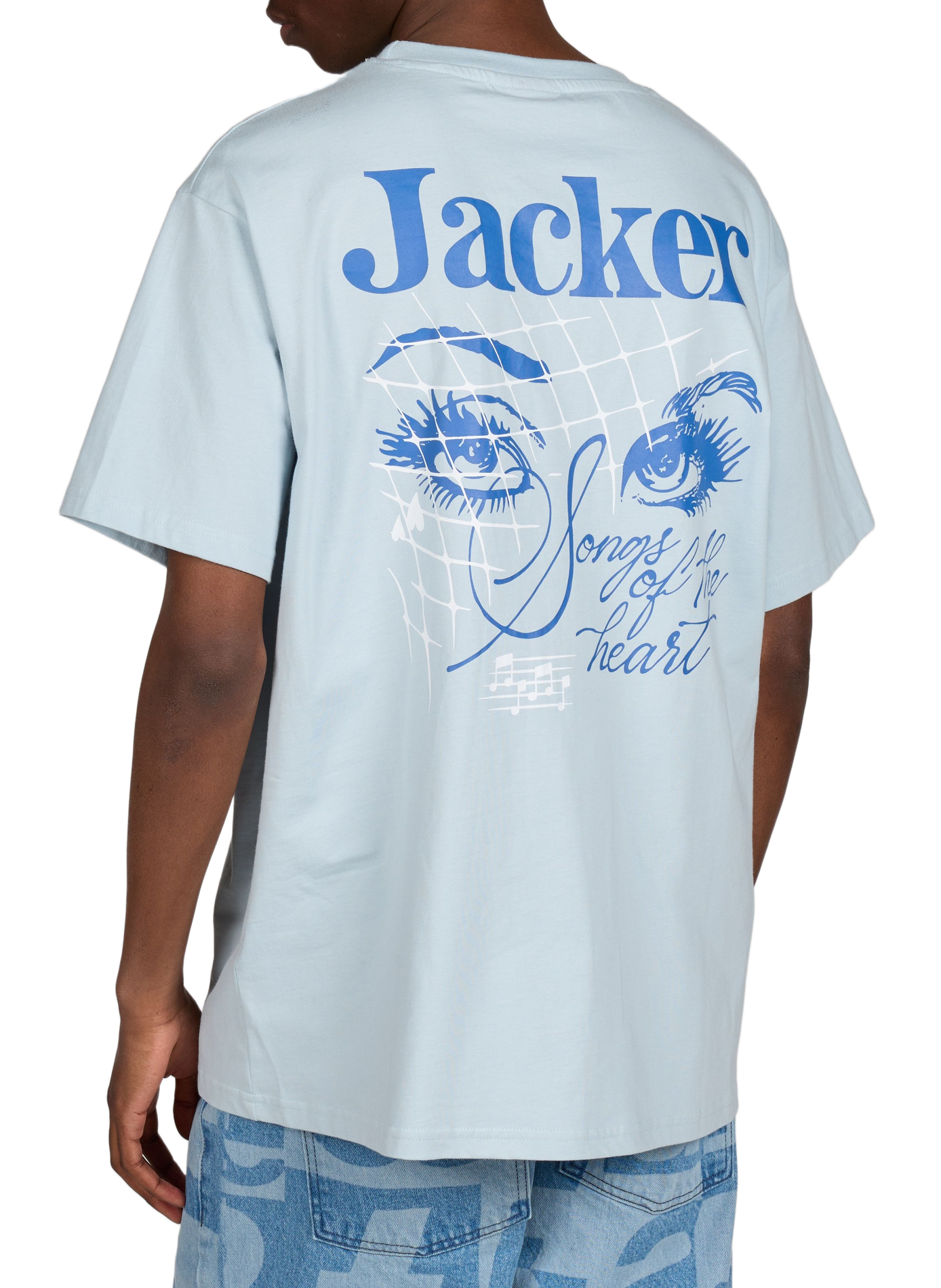 T-shirt droit imprimé en coton JACKER. Bleu