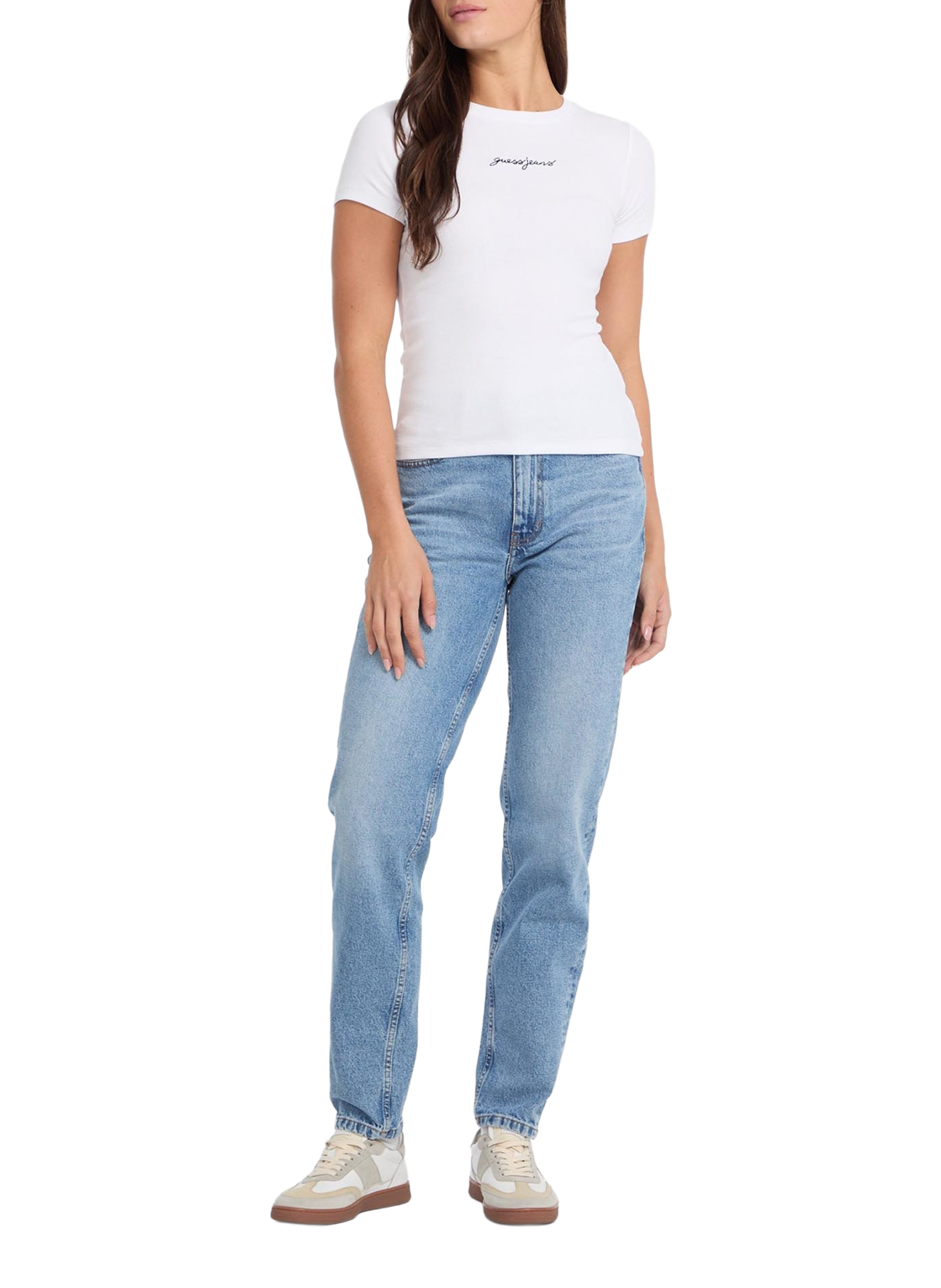 Washed denim boyfriend jeans in blended cotton GUESS Blue