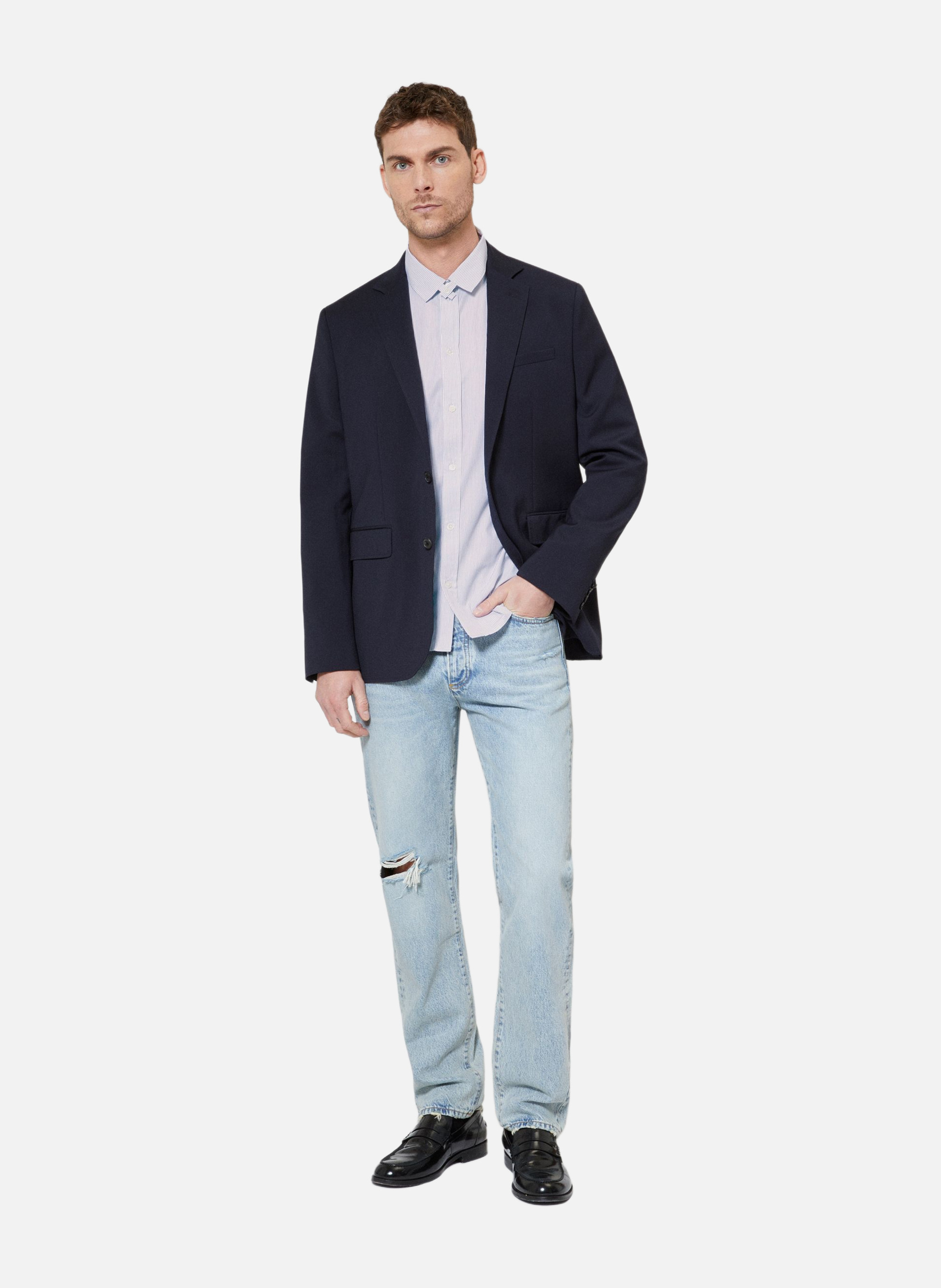 Chemise col à bride rayée THE KOOPLES Blanc