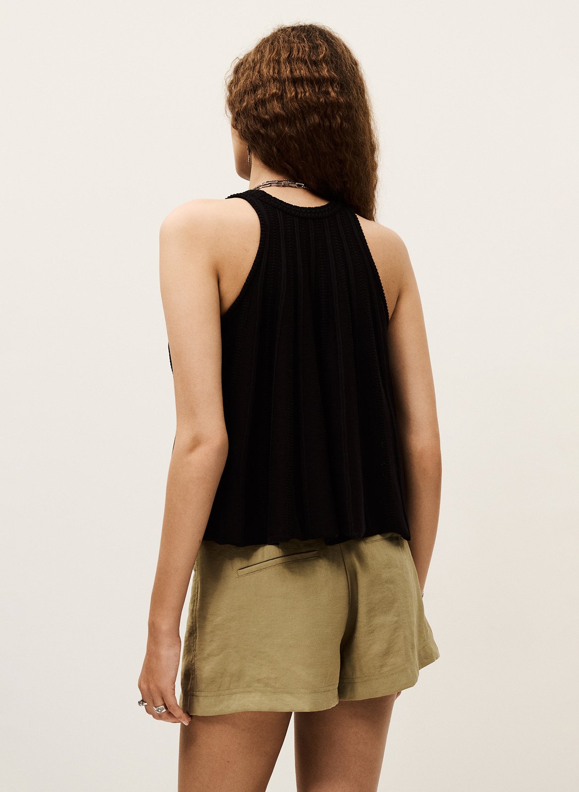 Top oversize en maille ajourée serres Noir